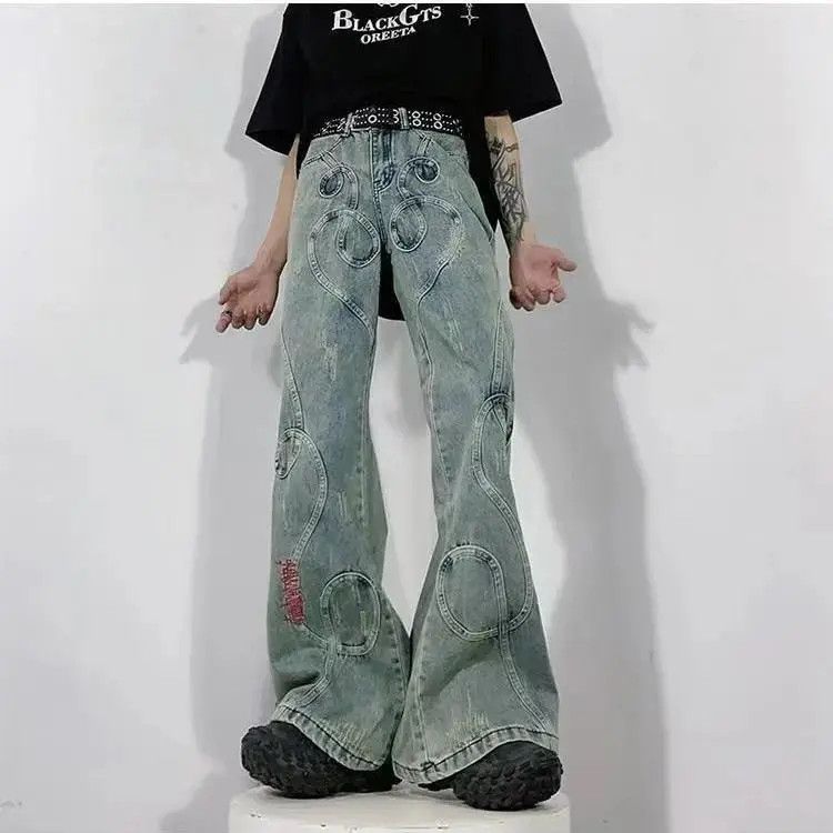 Japanese Brand Retro loose embroidered patchwork jeans Size US 30 / EU 46 - 2 Thumbnail