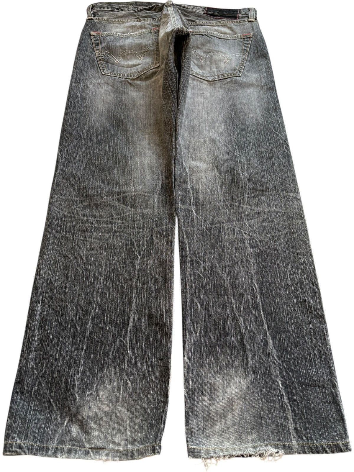Edwin × Japanese Brand Vintage Edwin 535 Patches Distressed Ripped Loose Baggy Jean Size US 35 - 2 Thumbnail