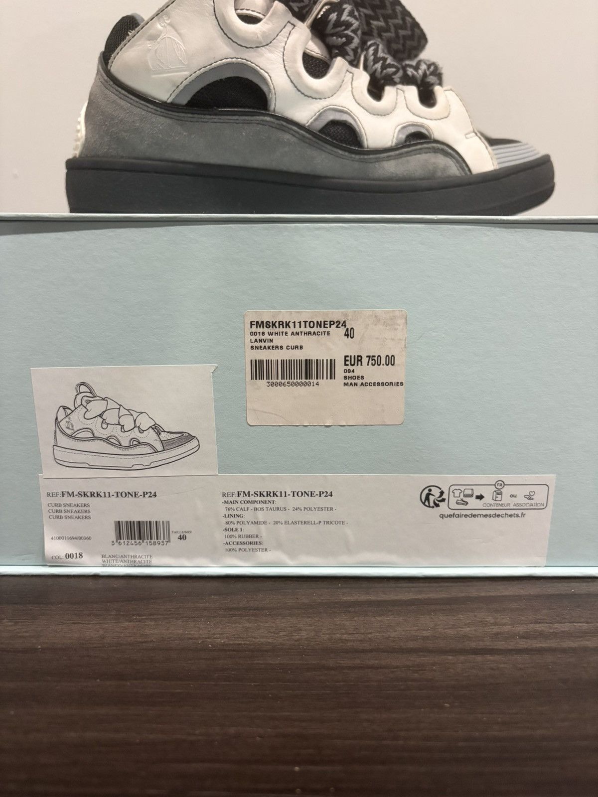 Lanvin Lanvin Curb Sneakers Black/Grey (Discontinued) Size US 7 / EU 40 - 7 Thumbnail