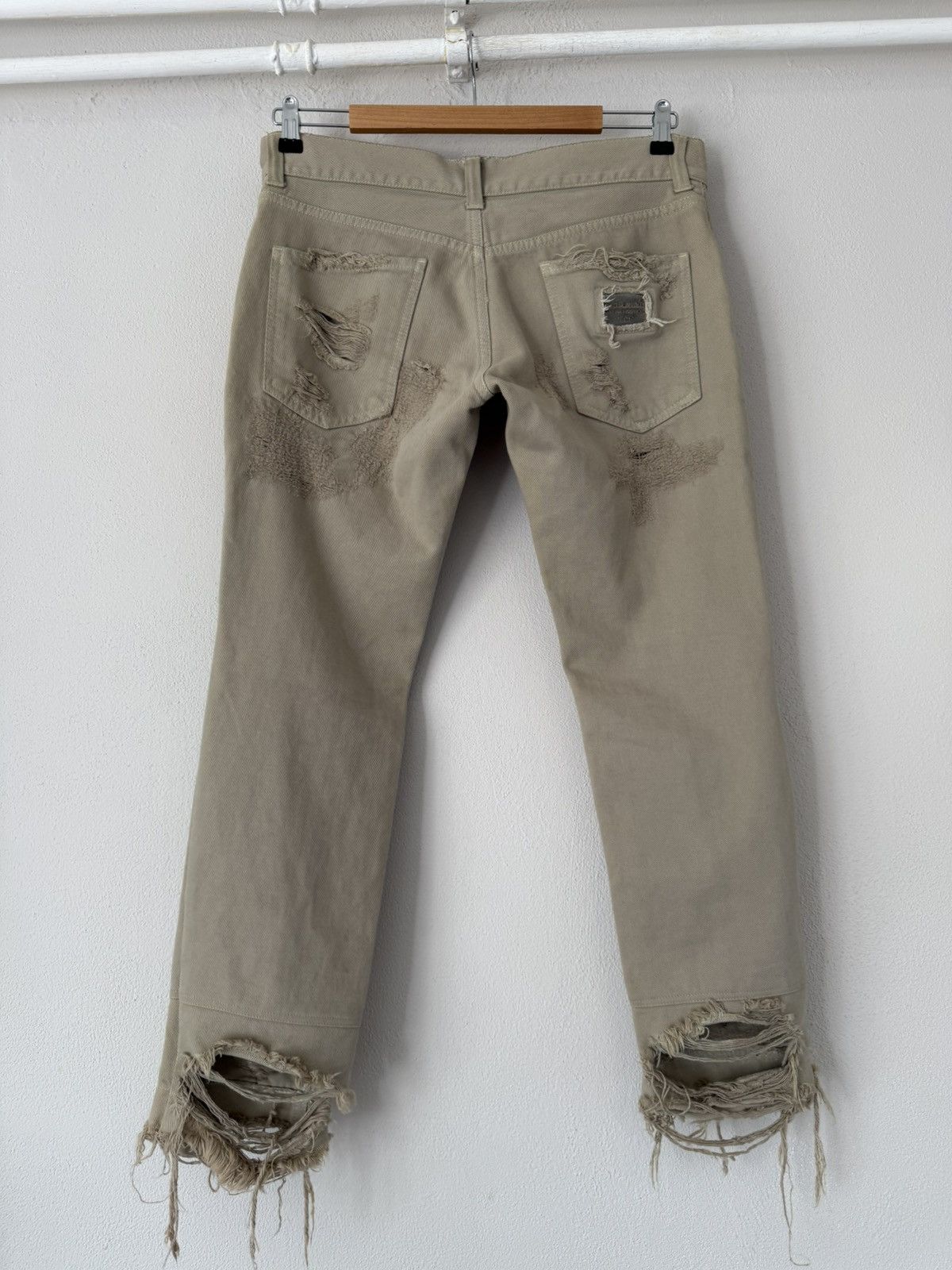 Dolce & Gabbana Destroyed Beige Denim with Frayed Hem Size US 32 / EU 48 - 2 Thumbnail