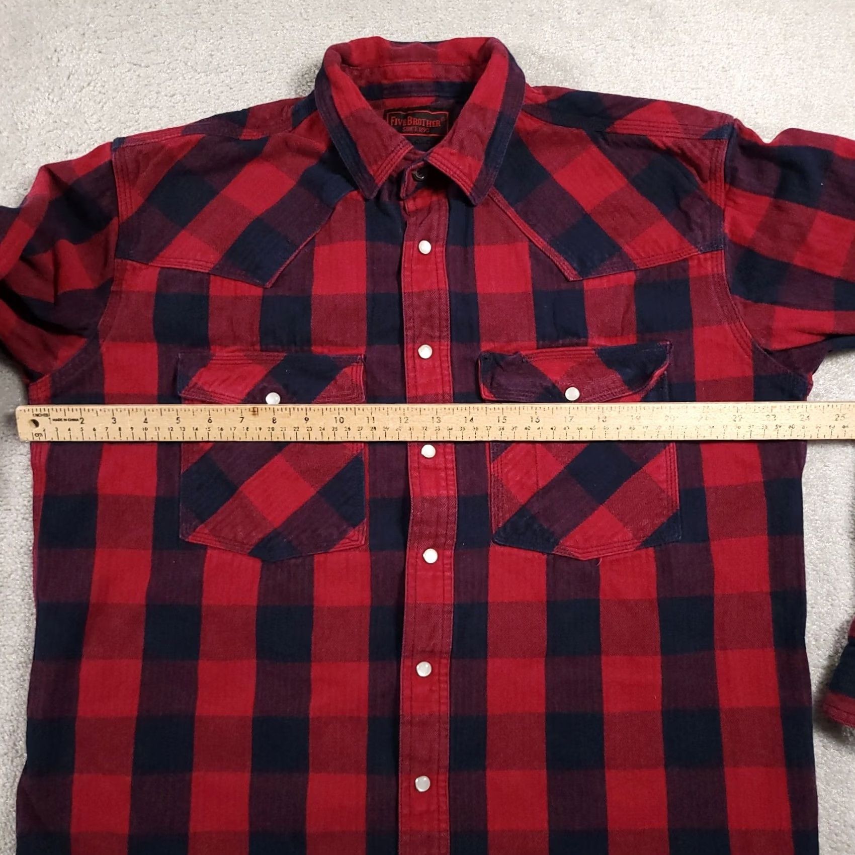 Vintage VINTAGE Five Brother Shirt Mens Large Tall LT Red Plaid Flannel Heavy Work Outdoors Shirt Size US L / EU 52-54 / 3 - 6 Thumbnail