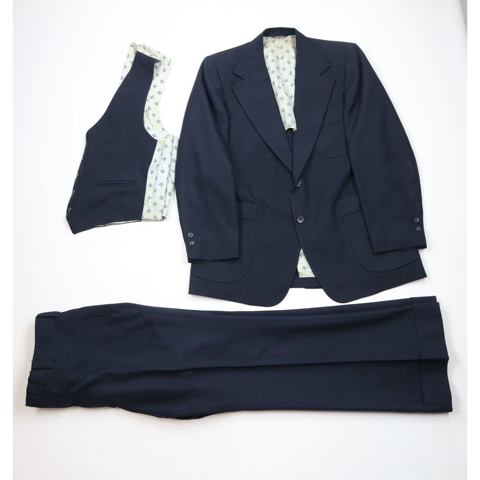 Vintage 70s Distressed 3 Piece Knit Suit Bell Bottoms