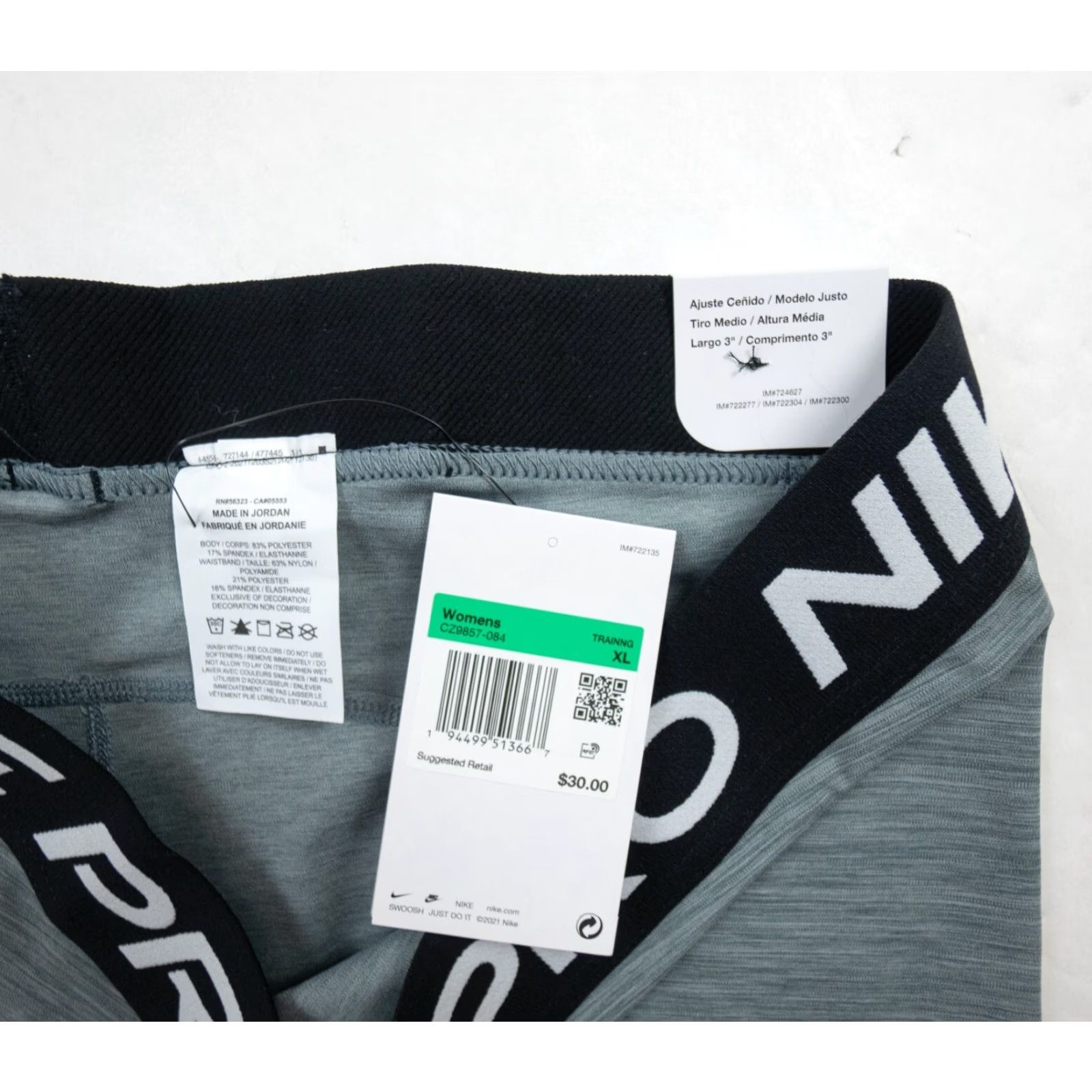 Nike Nike Pro Nike Shorts Womens XLarge Gray 3" Training Activewear Gym Workout Ladies NEW Size 40" / US 18 - 5 Thumbnail