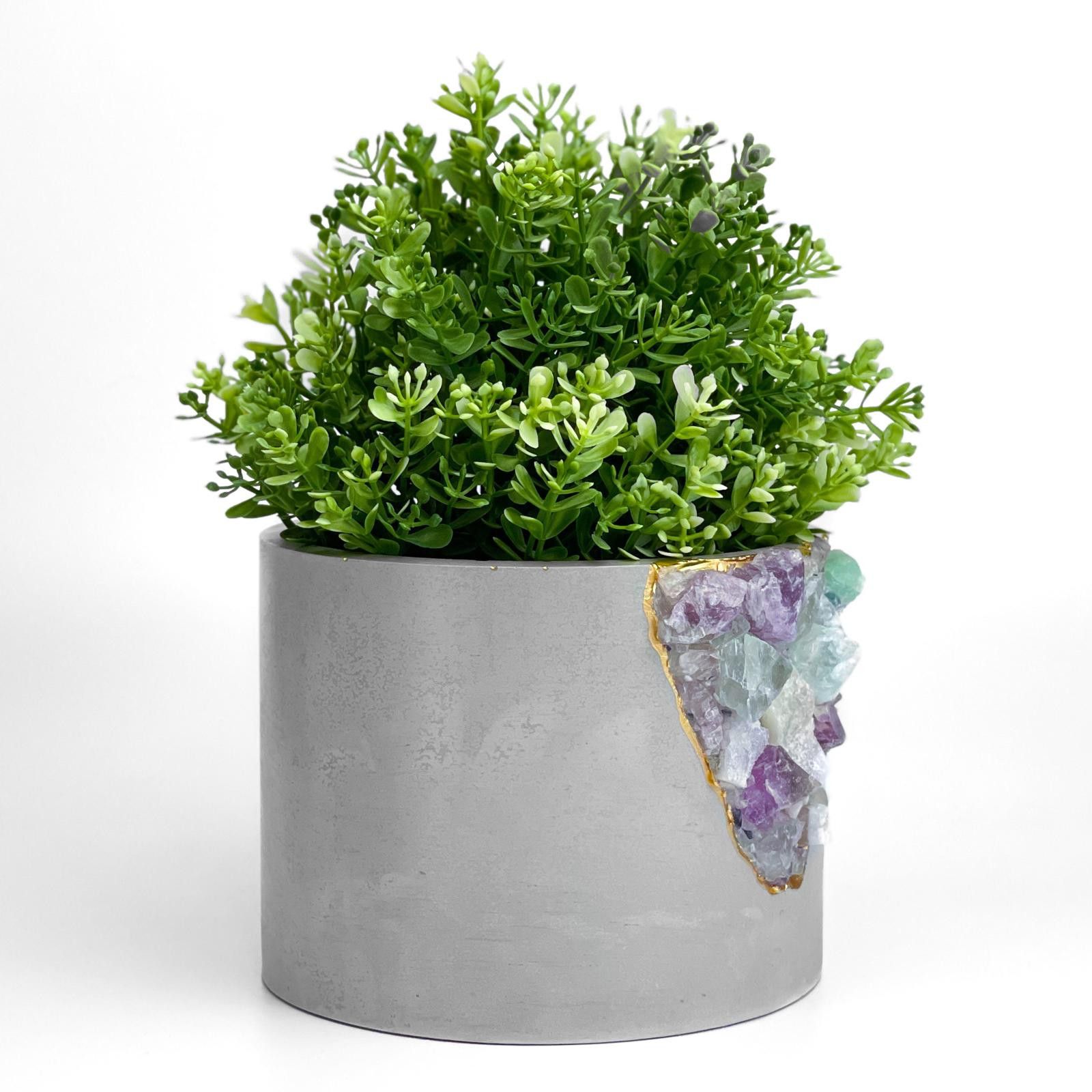 Other Large Geode Planter Big Rainbow Fluorite Crystal Planter Pot Size ONE SIZE - 5 Thumbnail