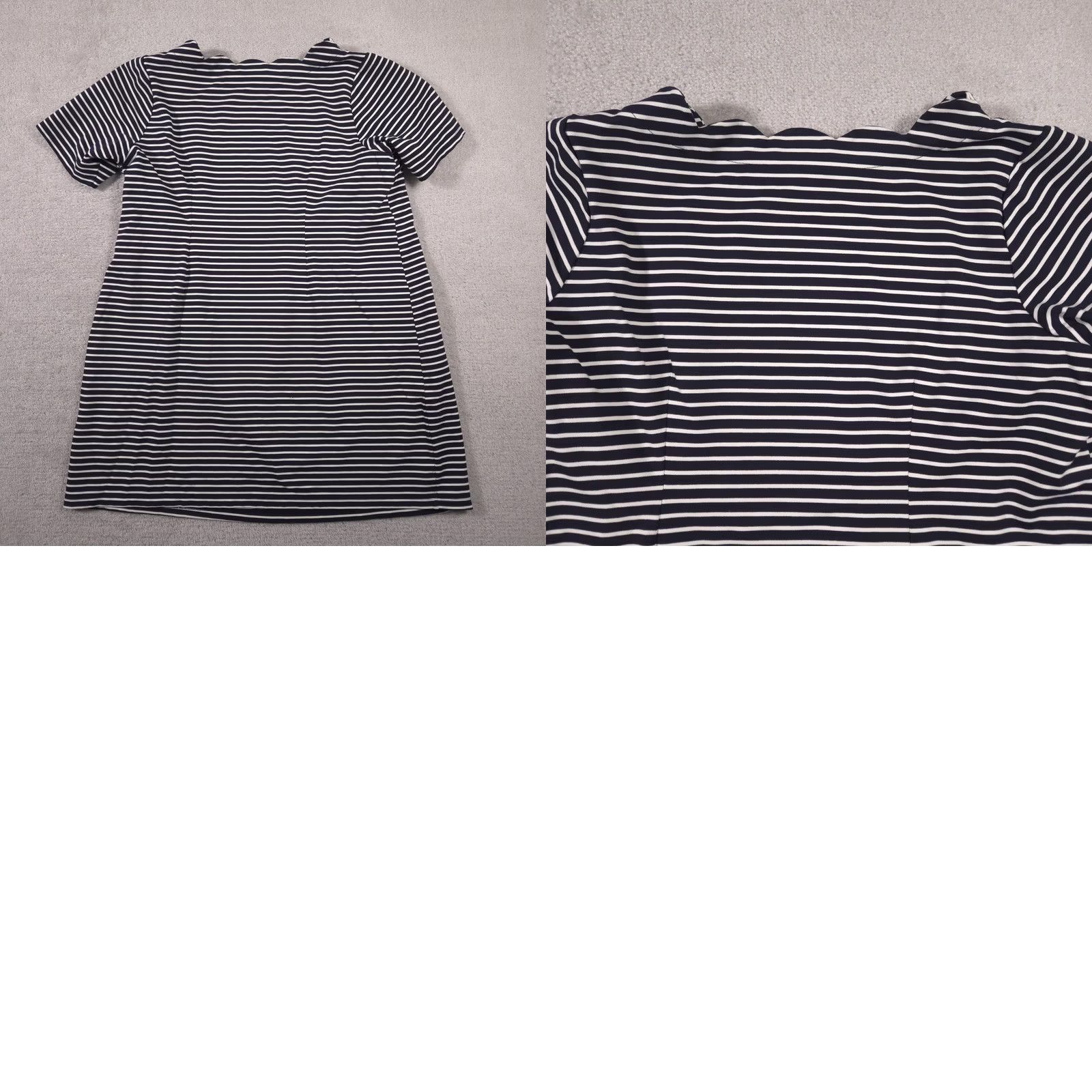 Croft & Barrow Croft & Barrow Dress T-Shirt Dress Womens 1X Navy White Stripe Scallop Neck Casual Size XL / US 12-14 / IT 48-50 - 9 Thumbnail