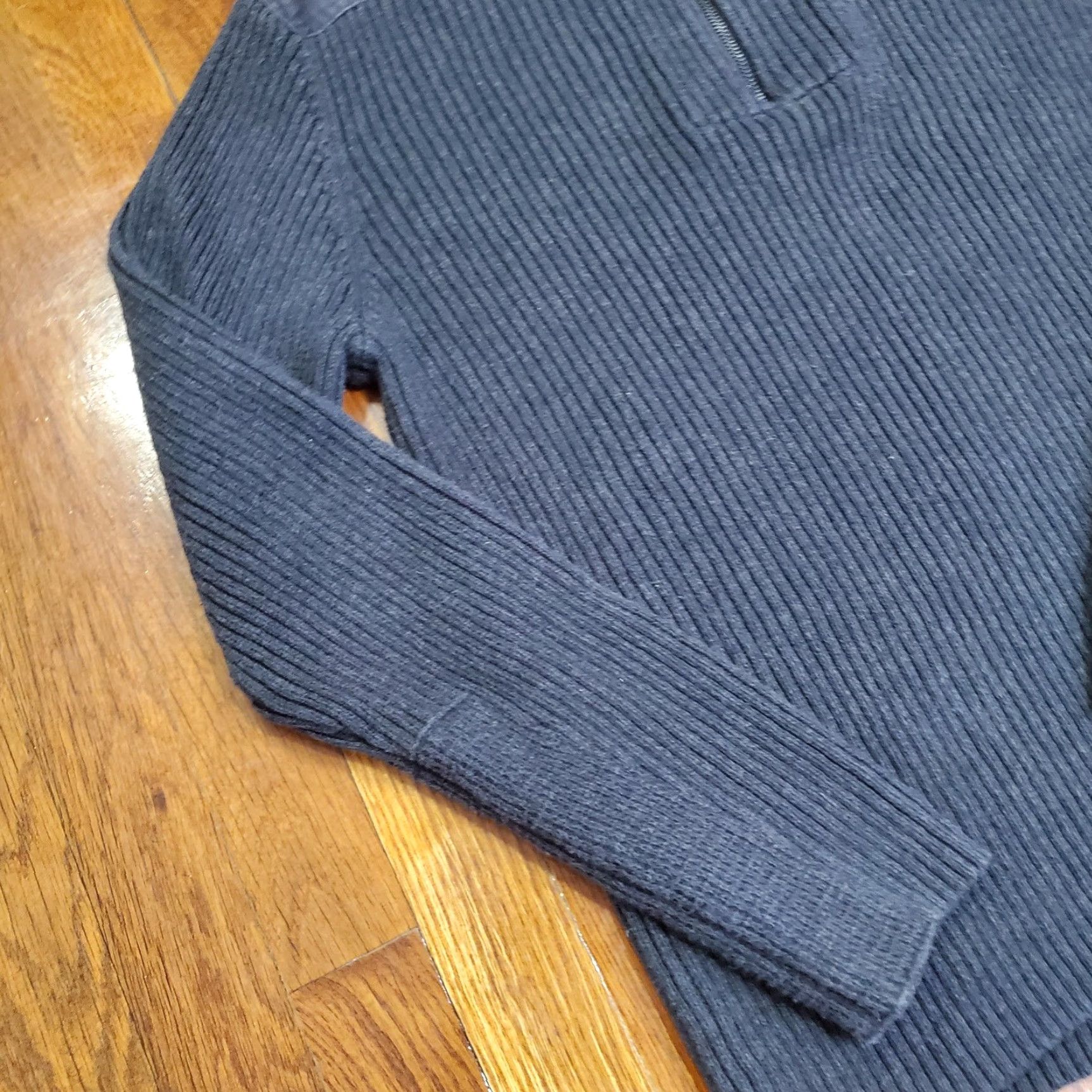 Polo Ralph Lauren Polo Jeans Company Sweater Mens Large Gray Quarter Zip Ribbed Military Pullover Size US L / EU 52-54 / 3 - 2 Thumbnail