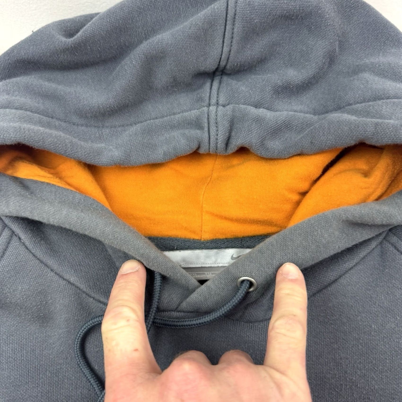 Nike VINTAGE Nike Hoodie Adult 2XL Silver Tag Y2K Orange Check Pullover Sweatshirt Gray Size US XXL / EU 58 / 5 - 6 Thumbnail