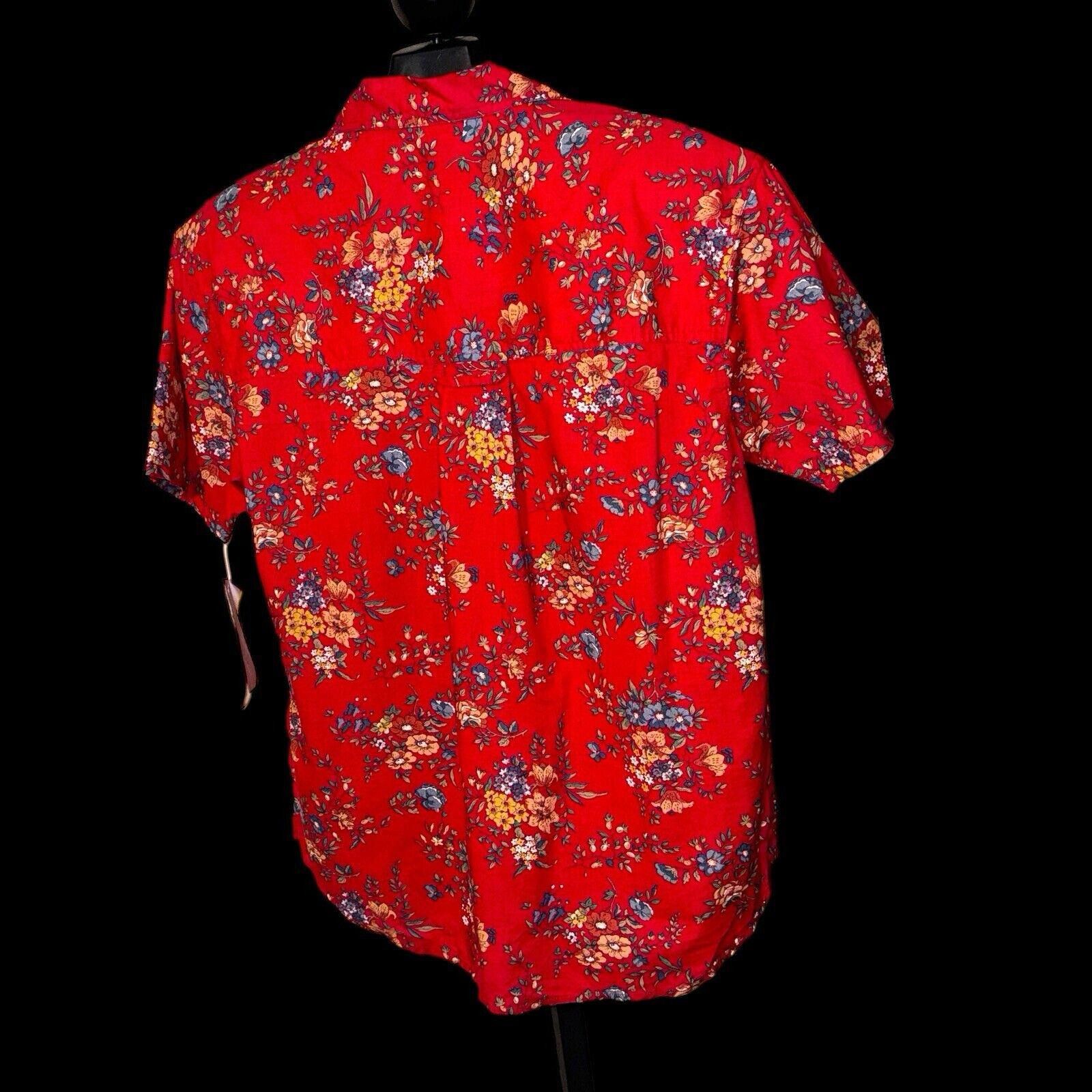 Designer NWT Vintage Liz Wear Claiborne Red Cotton Button Up Top Sz M Size M / US 6-8 / IT 42-44 - 5 Thumbnail