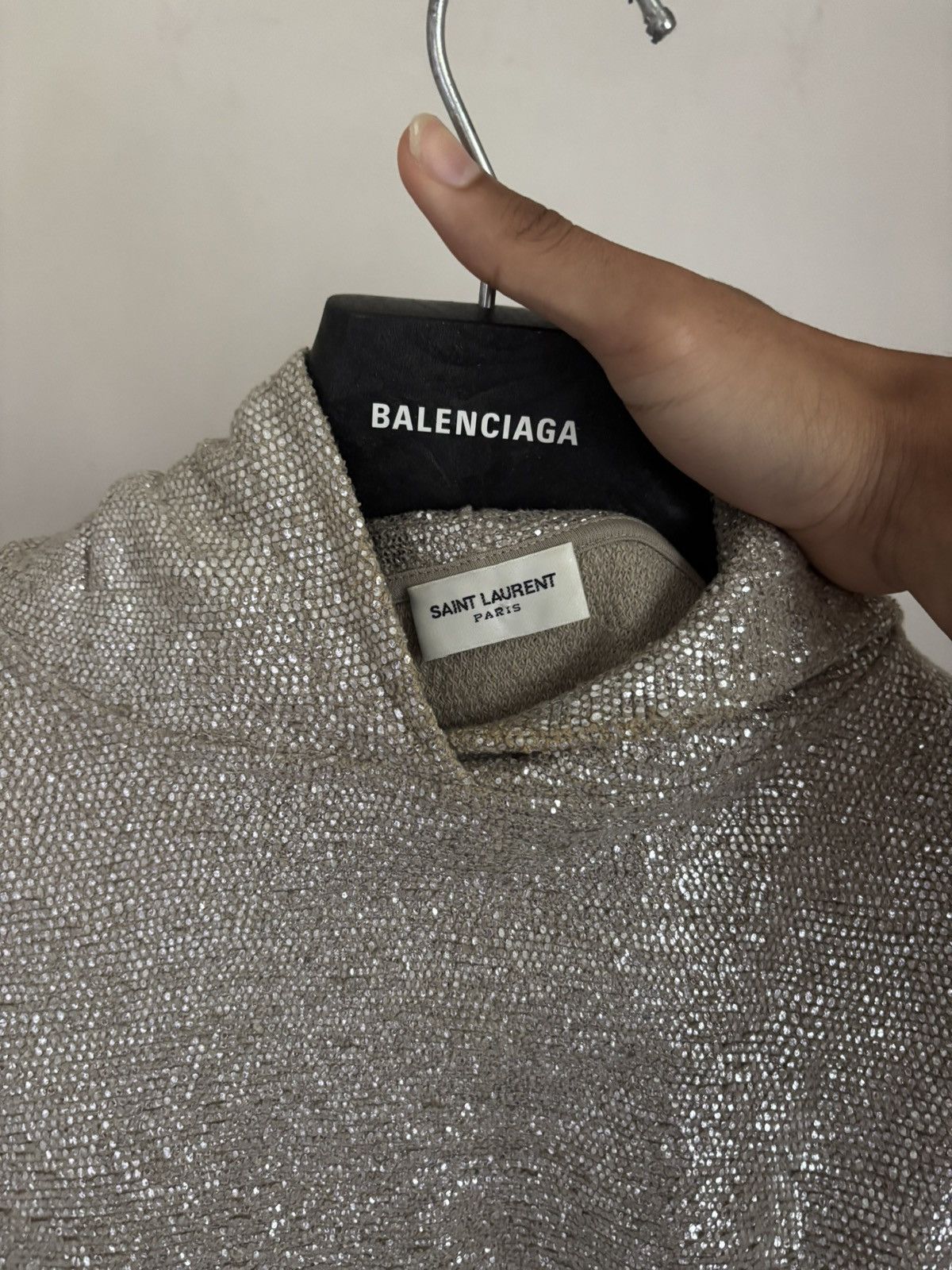 Saint Laurent Paris Saint Laurent SS19 Crystal Embellished Hoodie Size US S / EU 44-46 / 1 - 6 Thumbnail