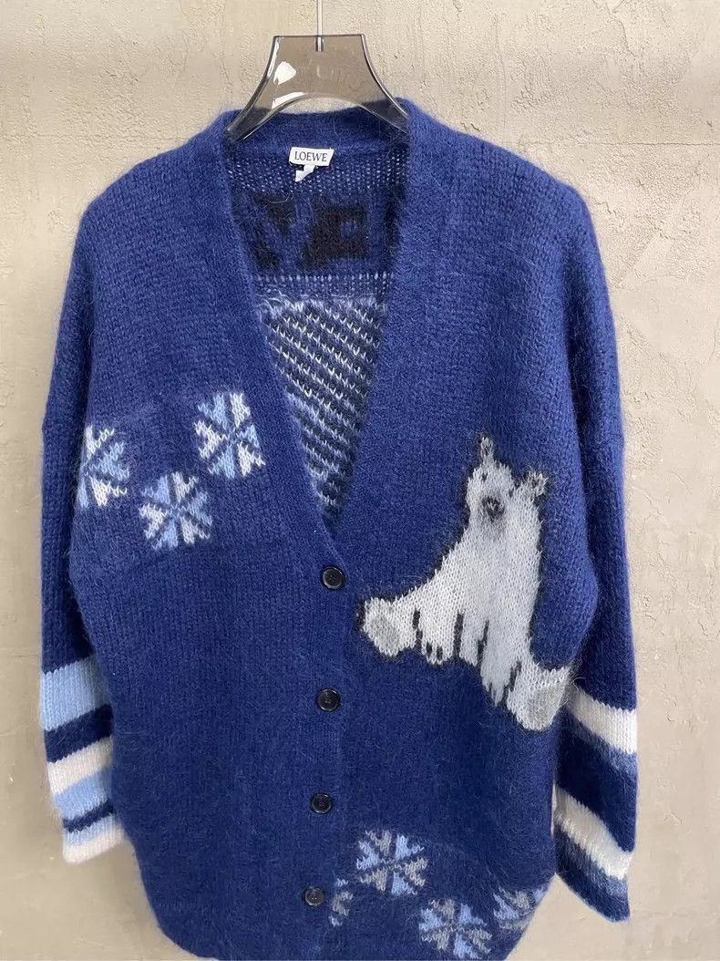 Loewe loewe Blue polar bear snowflake striped mohair sweater card Size US S / EU 44-46 / 1 - 4 Thumbnail