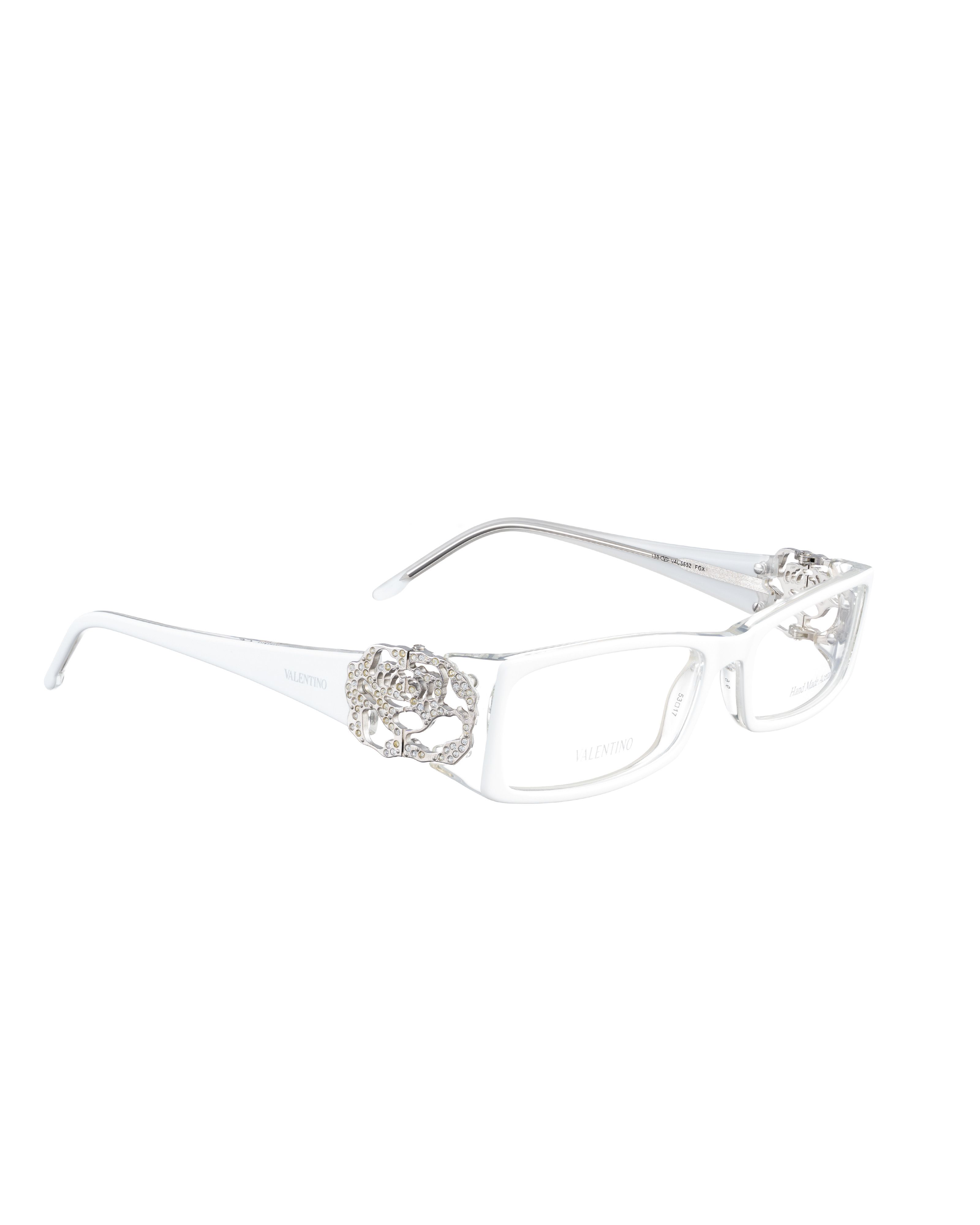 Valentino Valentino 00s White Milk Glasses with Rhinestones Roses Size ONE SIZE - 2 Thumbnail