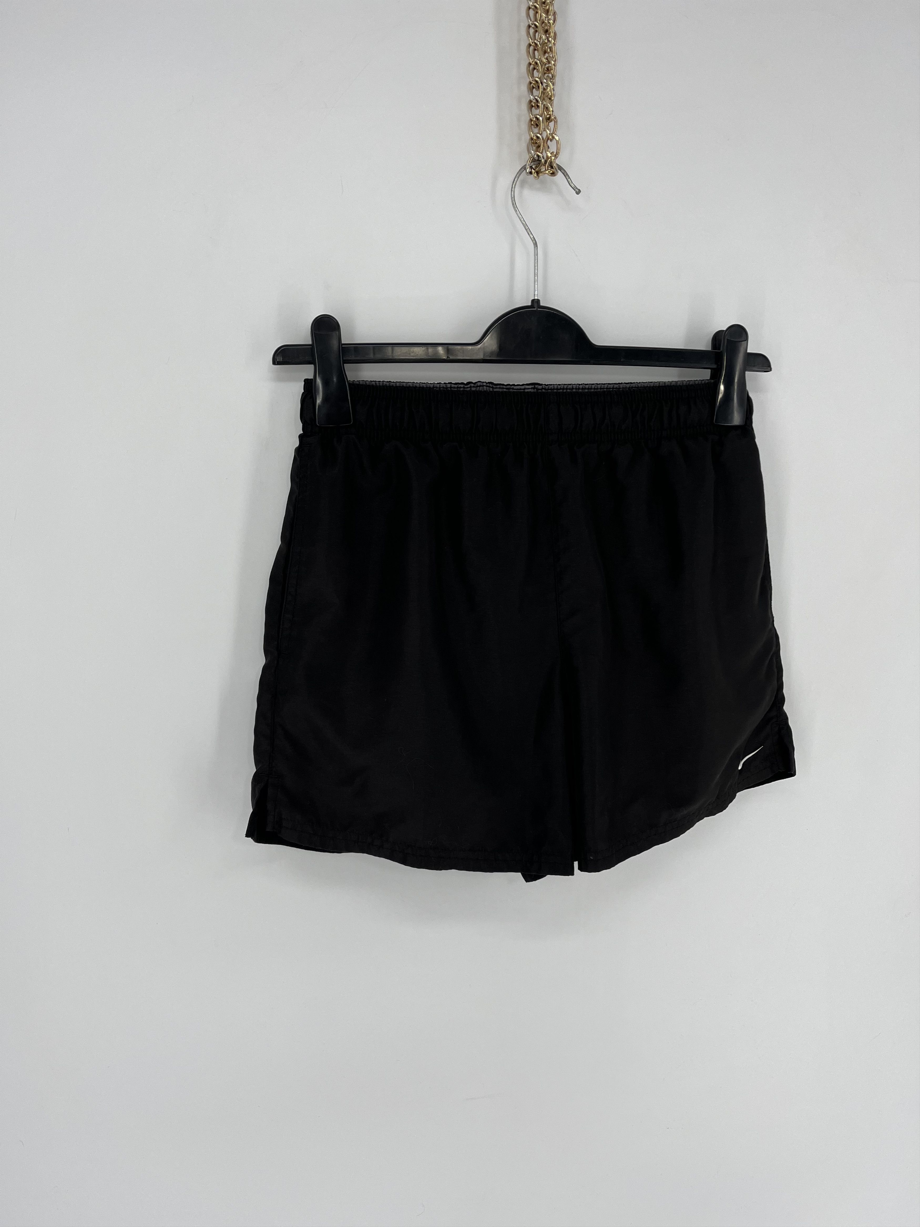 Nike 90s Vintage Nike Black Nylon Mini Swoosh Shorts Travis Style Size US 30 / EU 46 - 2 Thumbnail