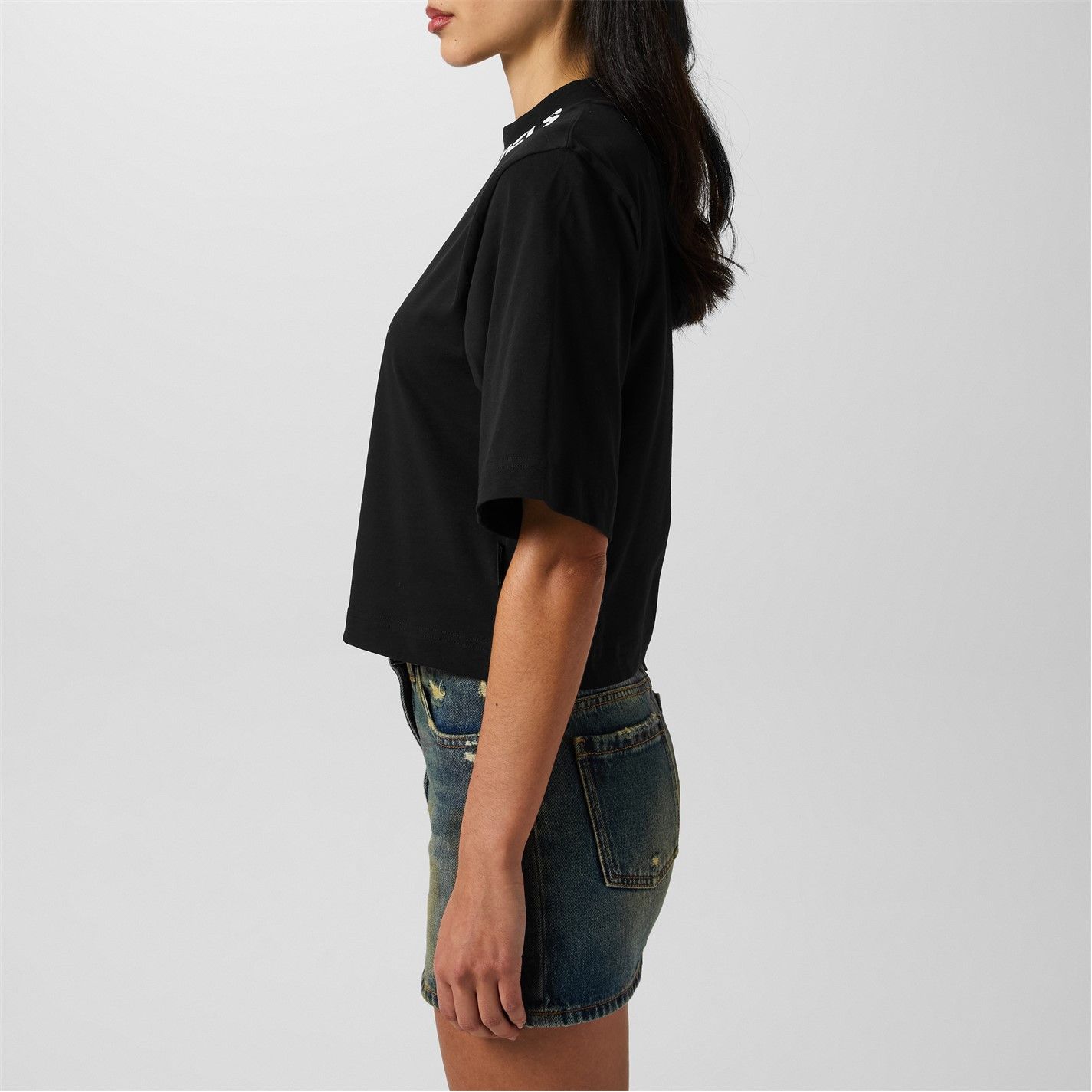 Palm Angels o1g2r1mq0325 Logo Crop T-Shirt in Black Size S / US 4 / IT 40 - 4 Thumbnail