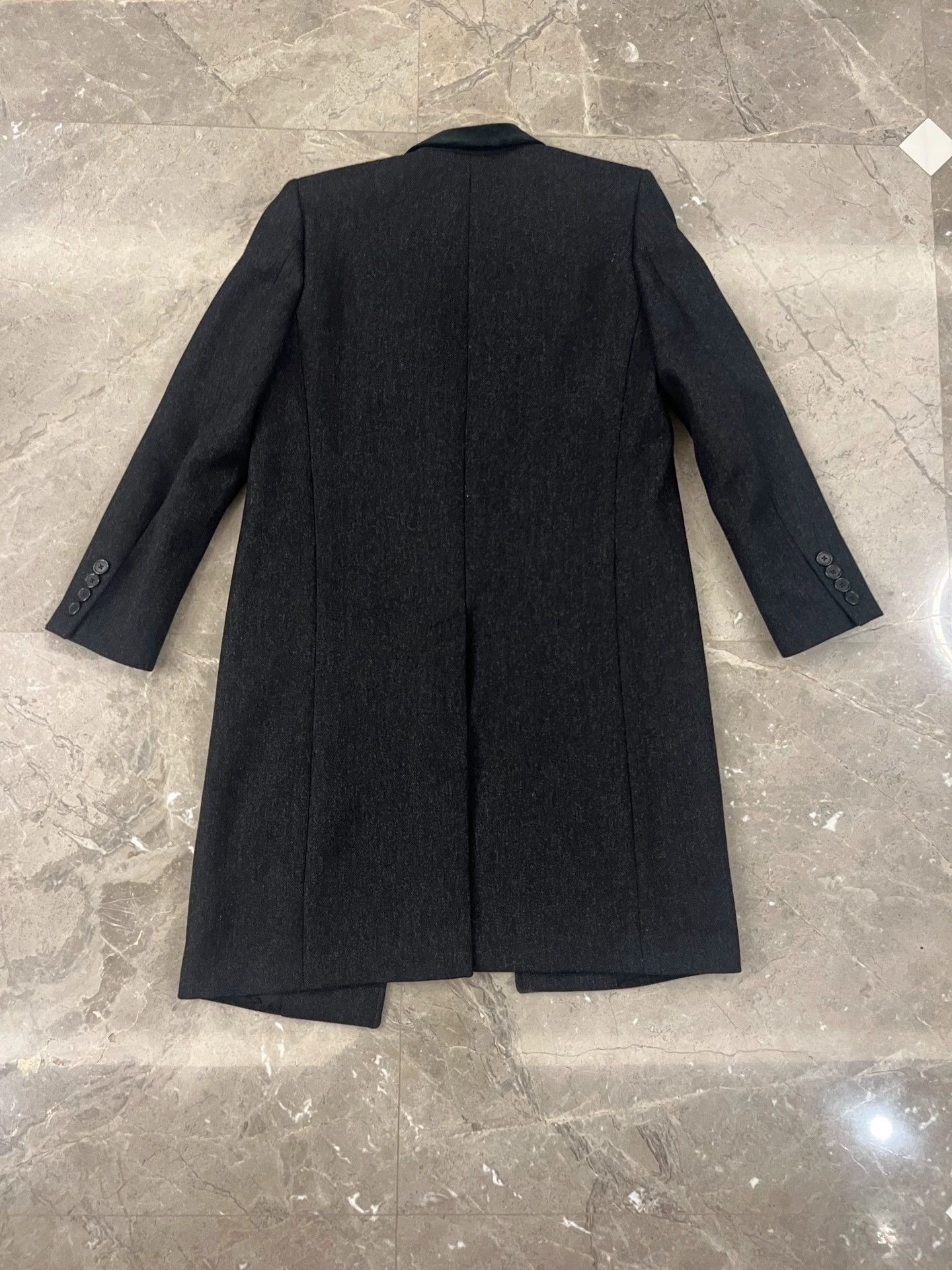 Saint Laurent Paris SLP 14FW Charcoal Gray Wool Velvet Collar Coat 48 Size US M / EU 48-50 / 2 - 2 Thumbnail