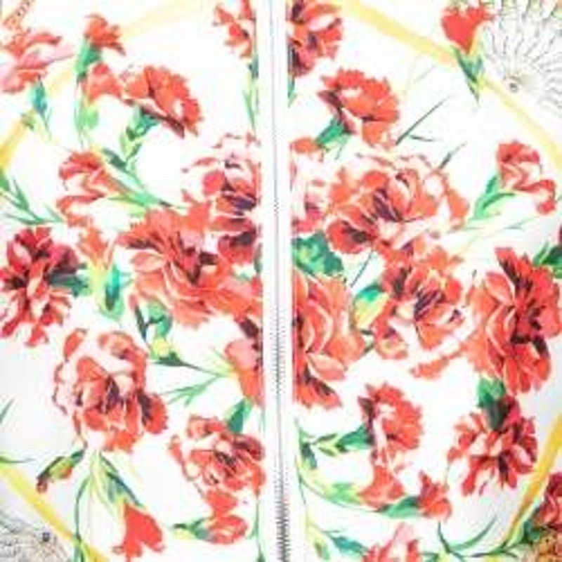 Dolce & Gabbana Dolce & Gabbana Cream Red Silk Bomber Jacket Multi IT 38 Size XS / US 0-2 / IT 36-38 - 6 Thumbnail
