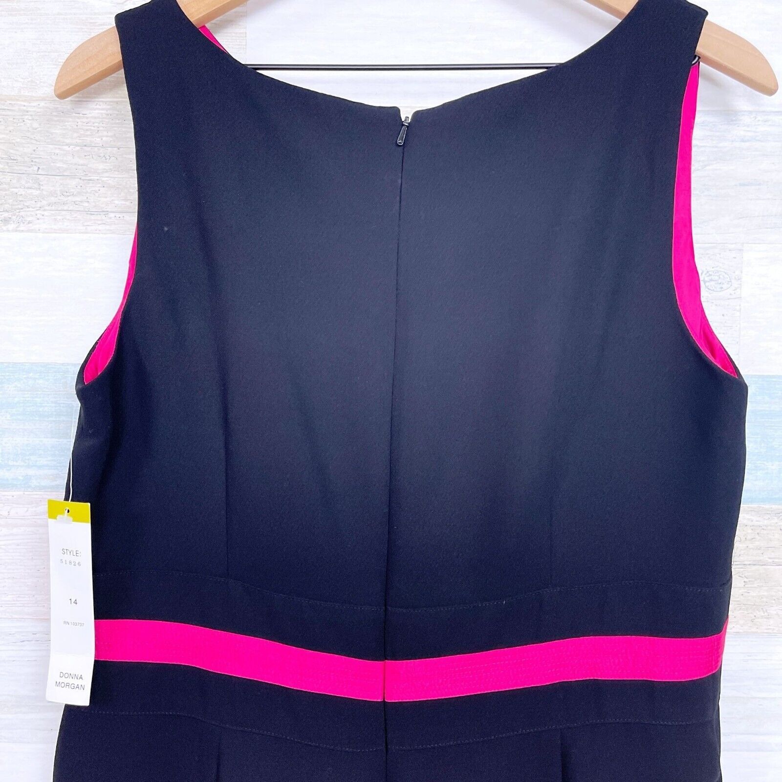 Other Donna Morgan Evening Cocktail Midi Dress Black Pink Satin 14 Size XL / US 12-14 / IT 48-50 - 4 Thumbnail