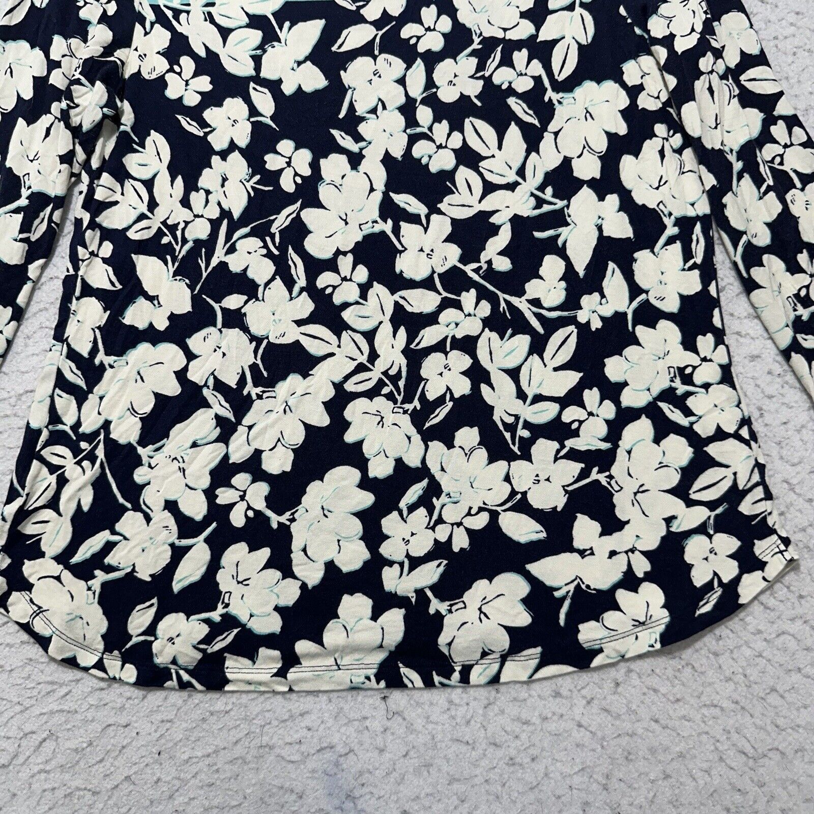 Croft & Barrow Croft & Barrow PM Teal Navy Blue Floral Blouse T Shirt Size M / US 6-8 / IT 42-44 - 12 Thumbnail