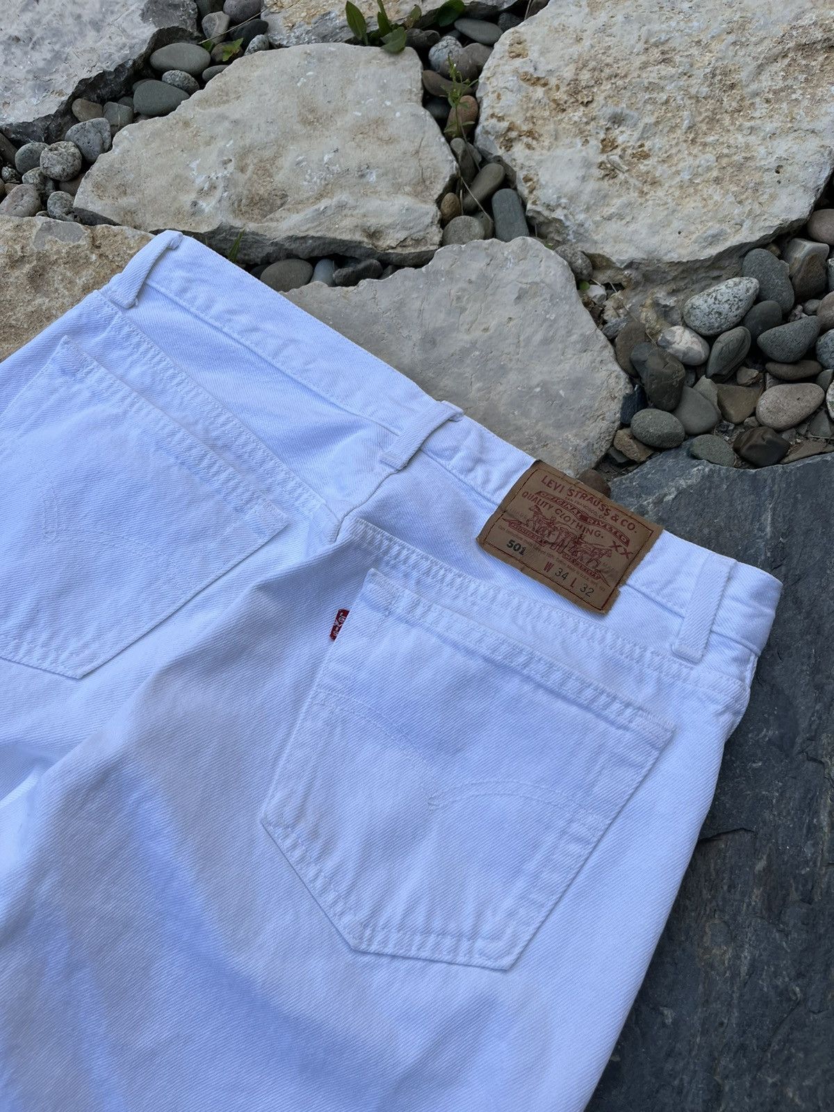 Levi's × Levi's Vintage Clothing × Vintage Vintage 90s Levi’s 501 white 34x32 denim jeans made in USA Size US 34 / EU 50 - 11 Thumbnail