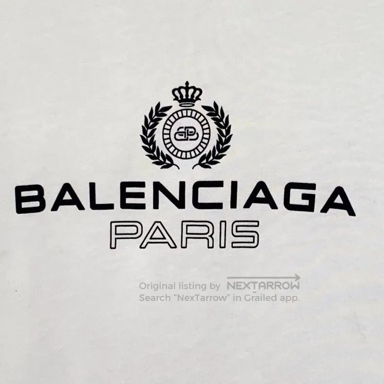 Balenciaga Balenciaga White Wheat Letter Printed Cotton Crew Neck Sho Size US S / EU 44-46 / 1 - 4 Thumbnail