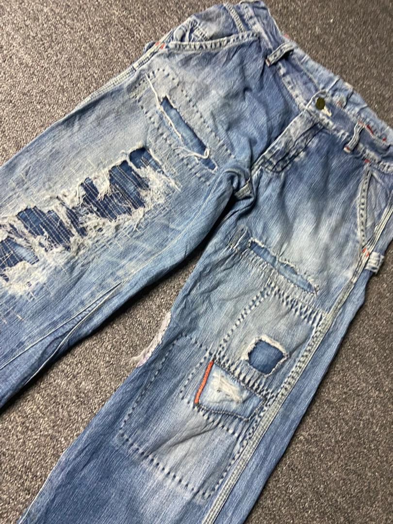 Japanese Brand DNM Riders Sanforized Distressed Ripped Jeans (155) Size US 27 - 12 Thumbnail