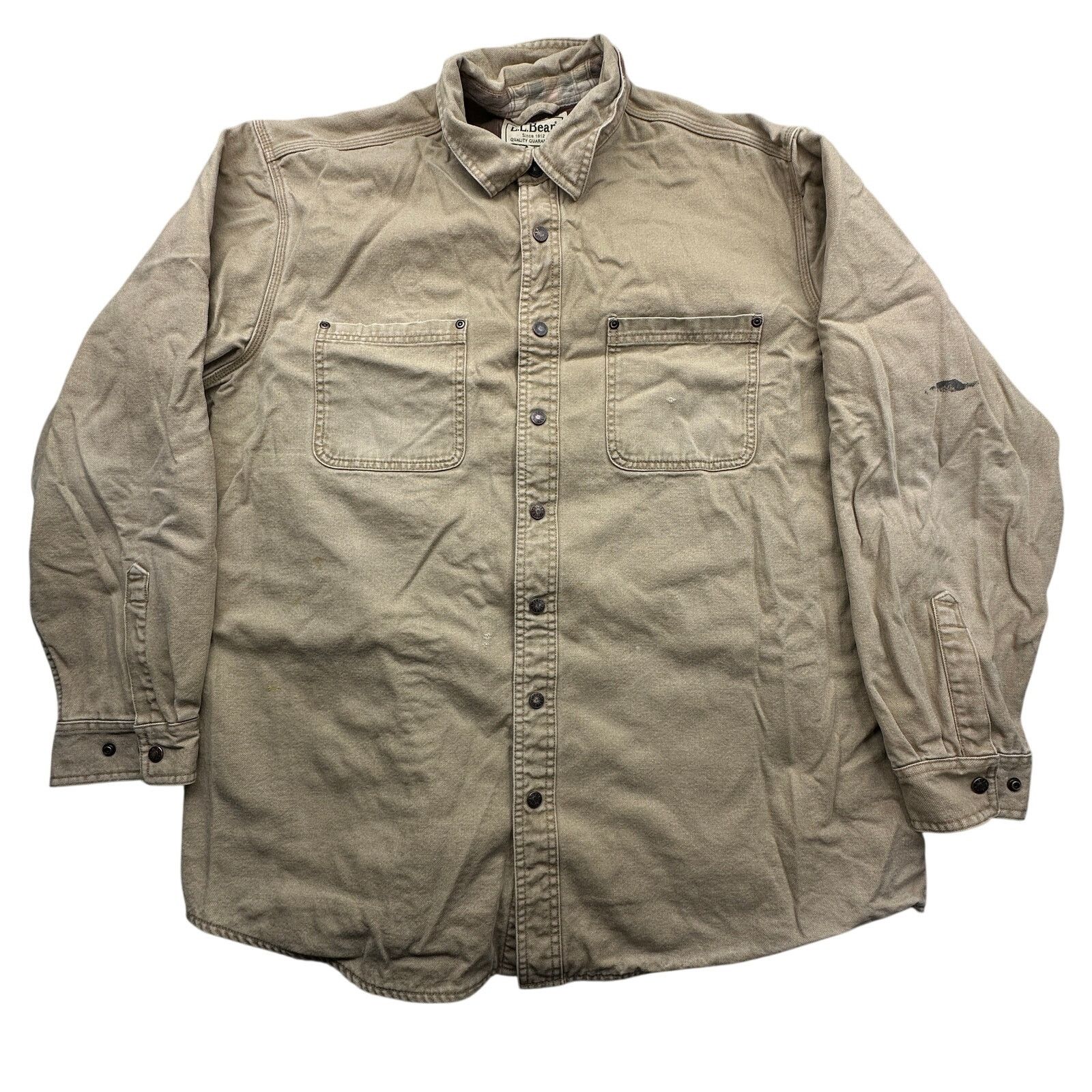 L.L. Bean LL Bean Flannel Lined Canvas Button Shirt Shacket Jacket XL Size US XL / EU 56 / 4 - 1 Thumbnail