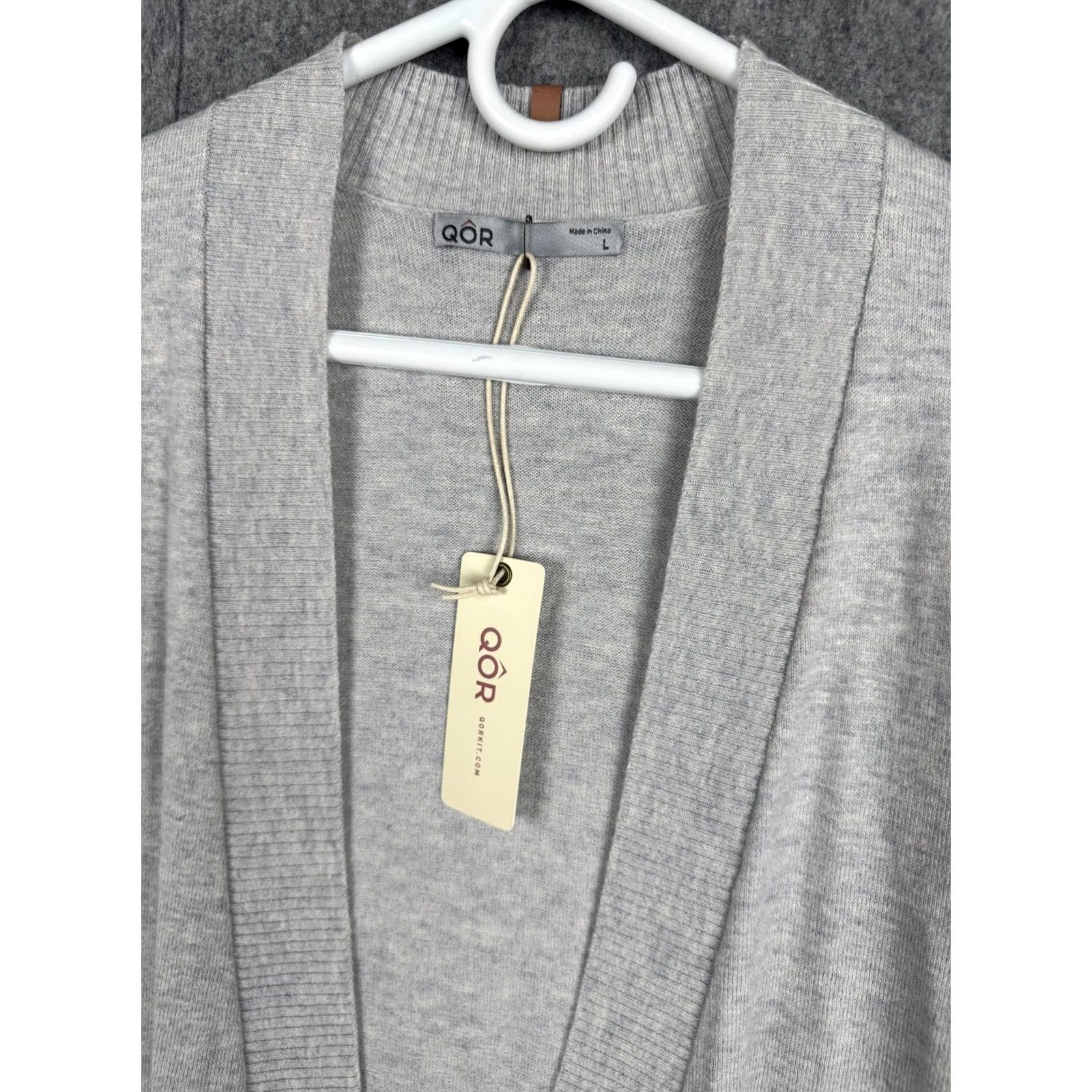 Vintage QOR Cardigan Sweater Womens Large Gray Merino Wool Blend Open Knit NWT Size L / US 10 / IT 46 - 3 Thumbnail