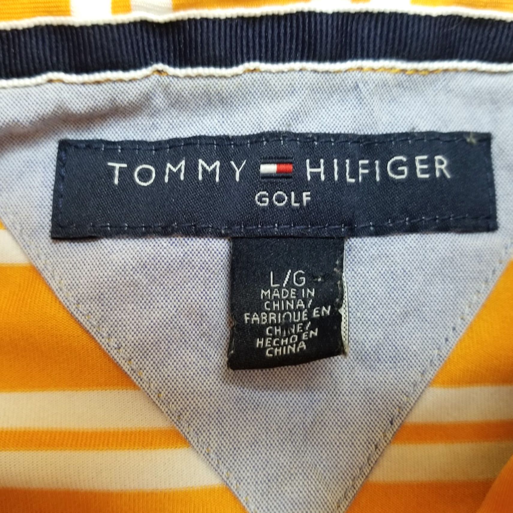 Tommy Hilfiger VINTAGE Tommy Hilfiger Shirt Mens Large Orange Striped Polo Short Sleeve 100% Polyester Size US L / EU 52-54 / 3 - 3 Thumbnail