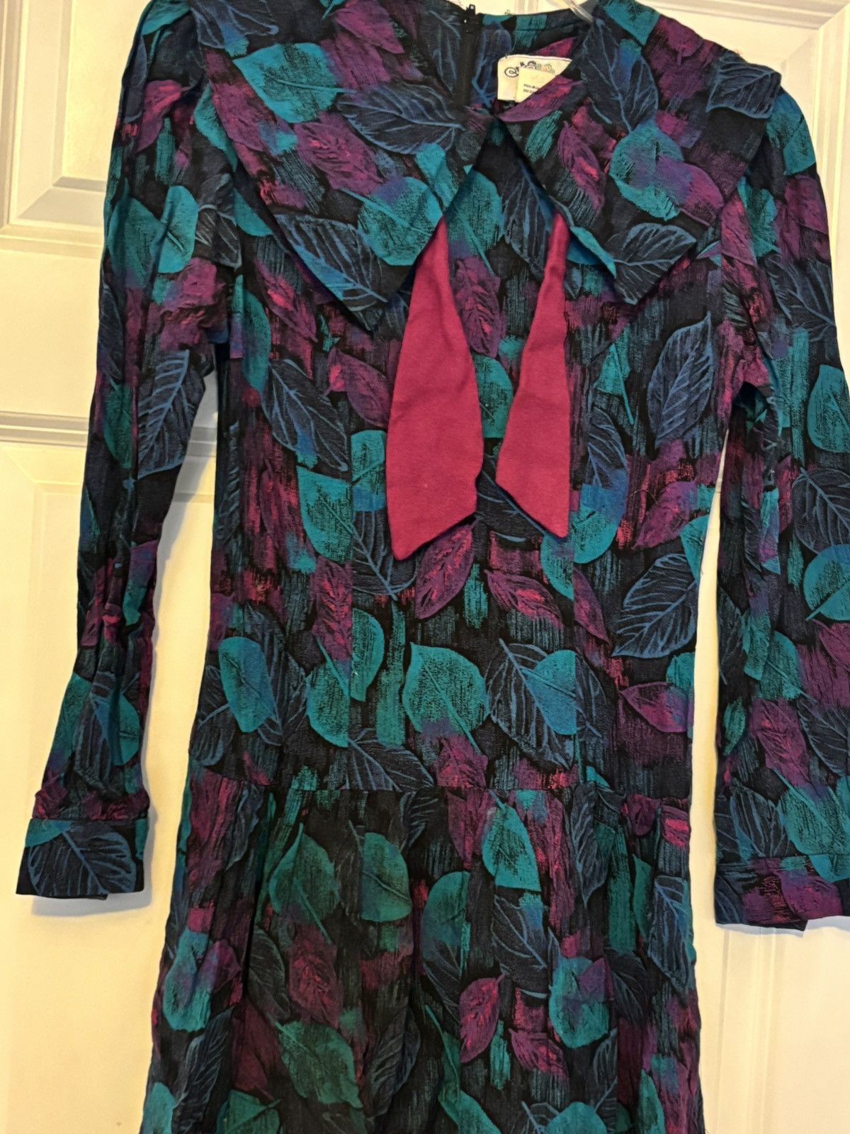Vintage Vintage 70s Style Collared Necktie Mini Dress Print Small Size S / US 4 / IT 40 - 1 Thumbnail