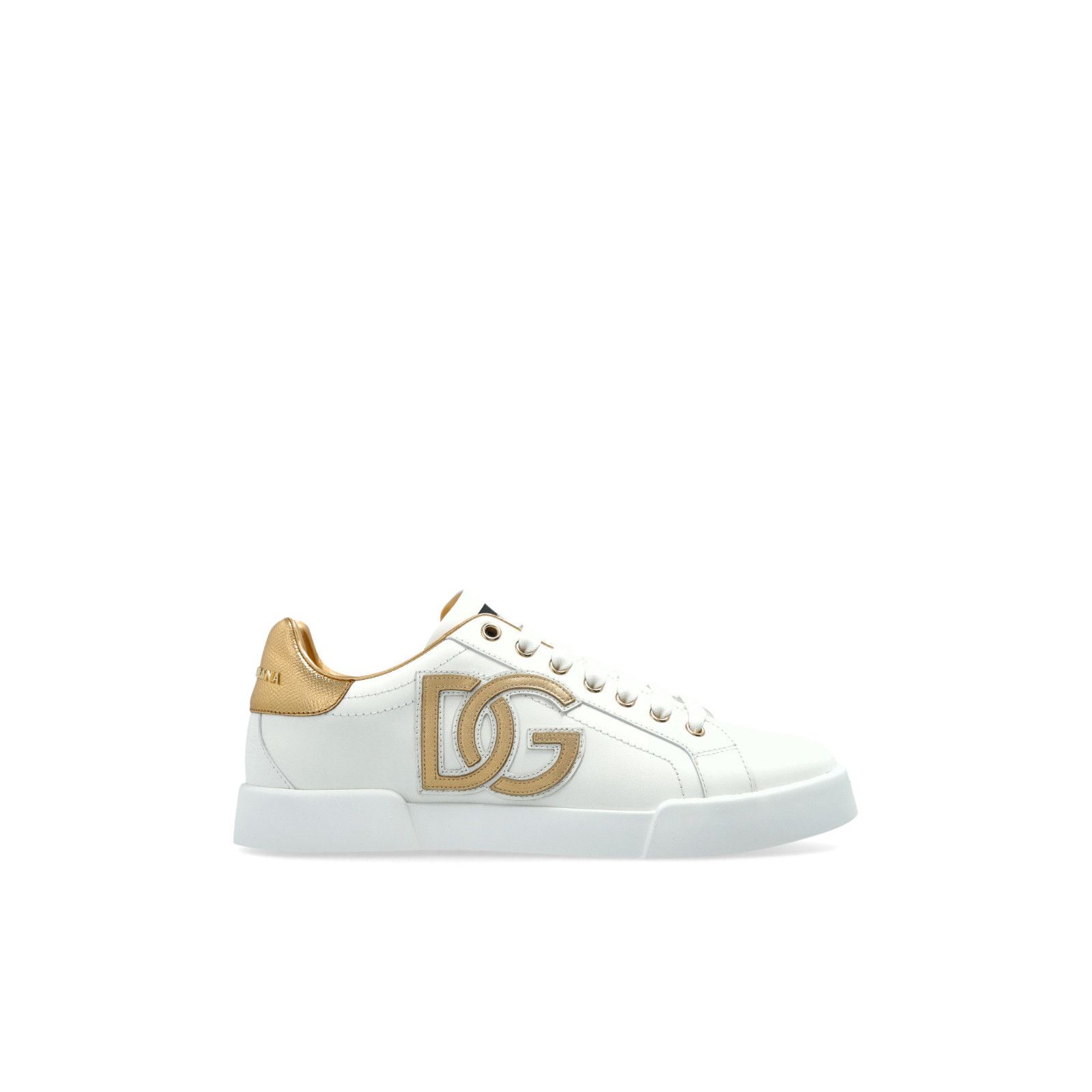 DOLCE&GABBANA Portofino White Gold Leather Sports Sneakers N