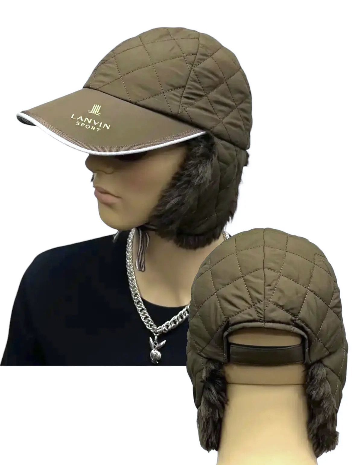 Lanvin 🔥LANVIN SPORT Luxury Quilted Ear Muff Velcro Strapback Hat Size ONE SIZE - 1 Thumbnail