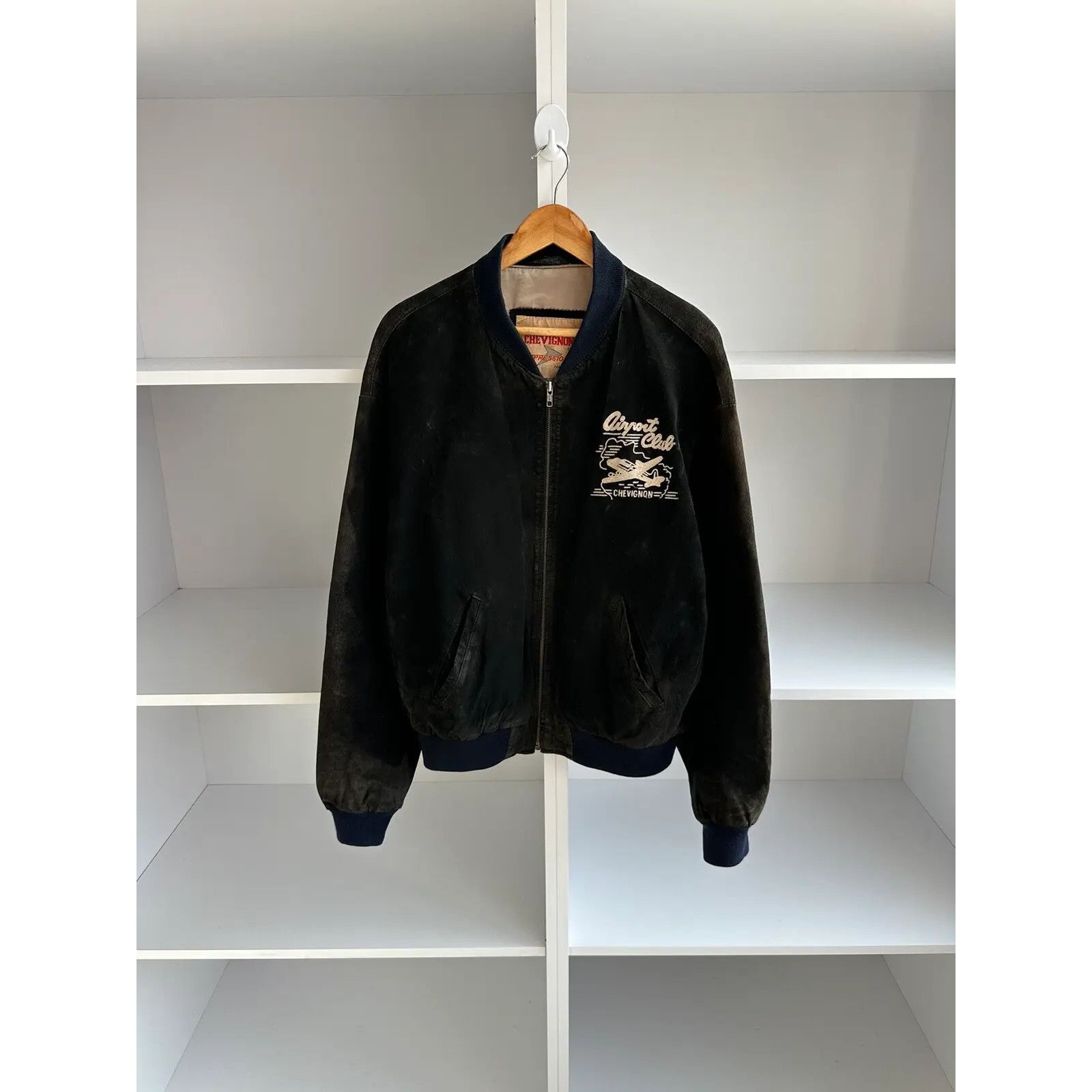 VTG Chevignon Airport Club Leather Bomber Jacket