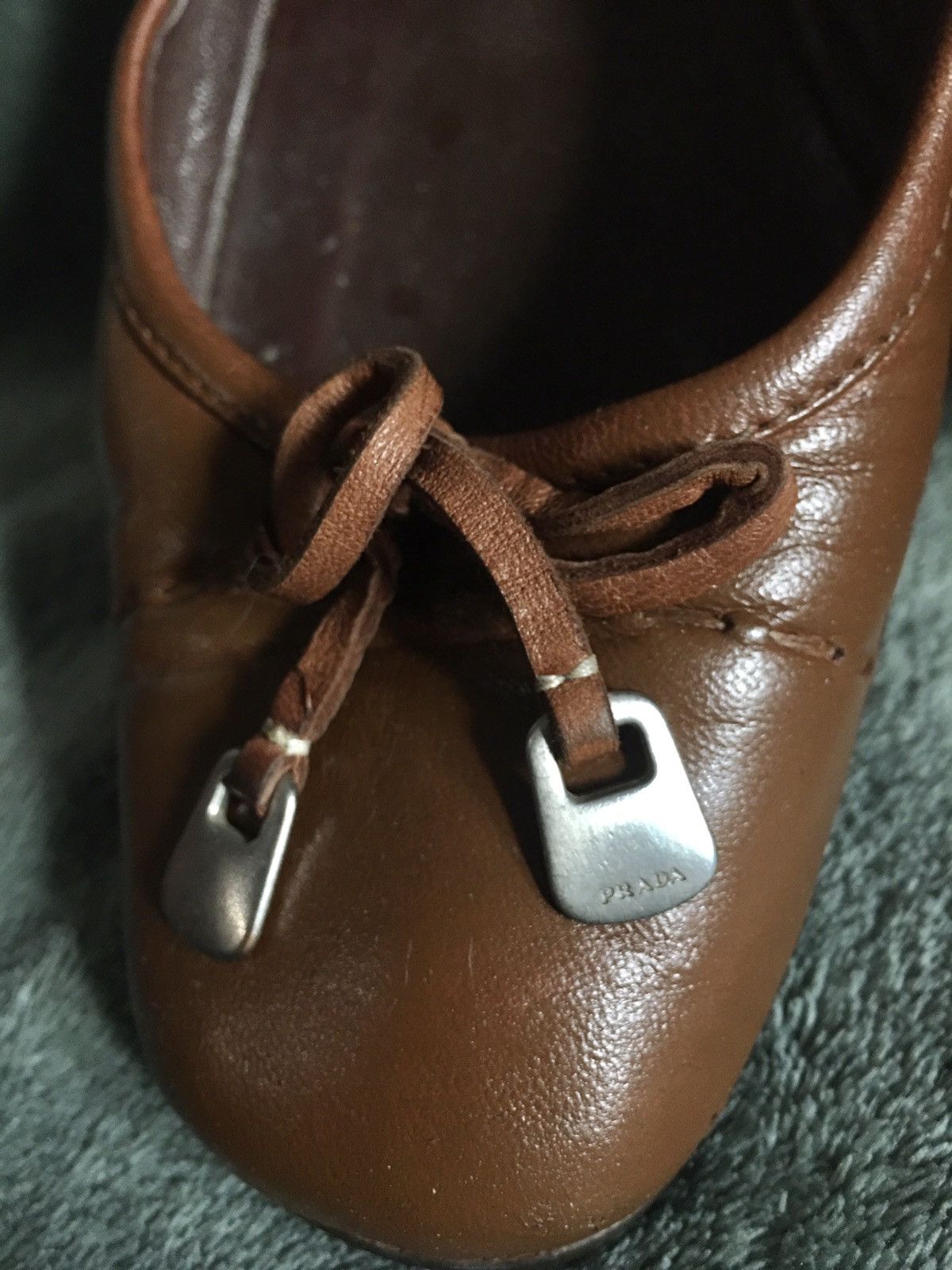 Prada PRADA Brown Leather Vintage Flats Shoes EU 37 Size US 7 / IT 37 - 5 Thumbnail