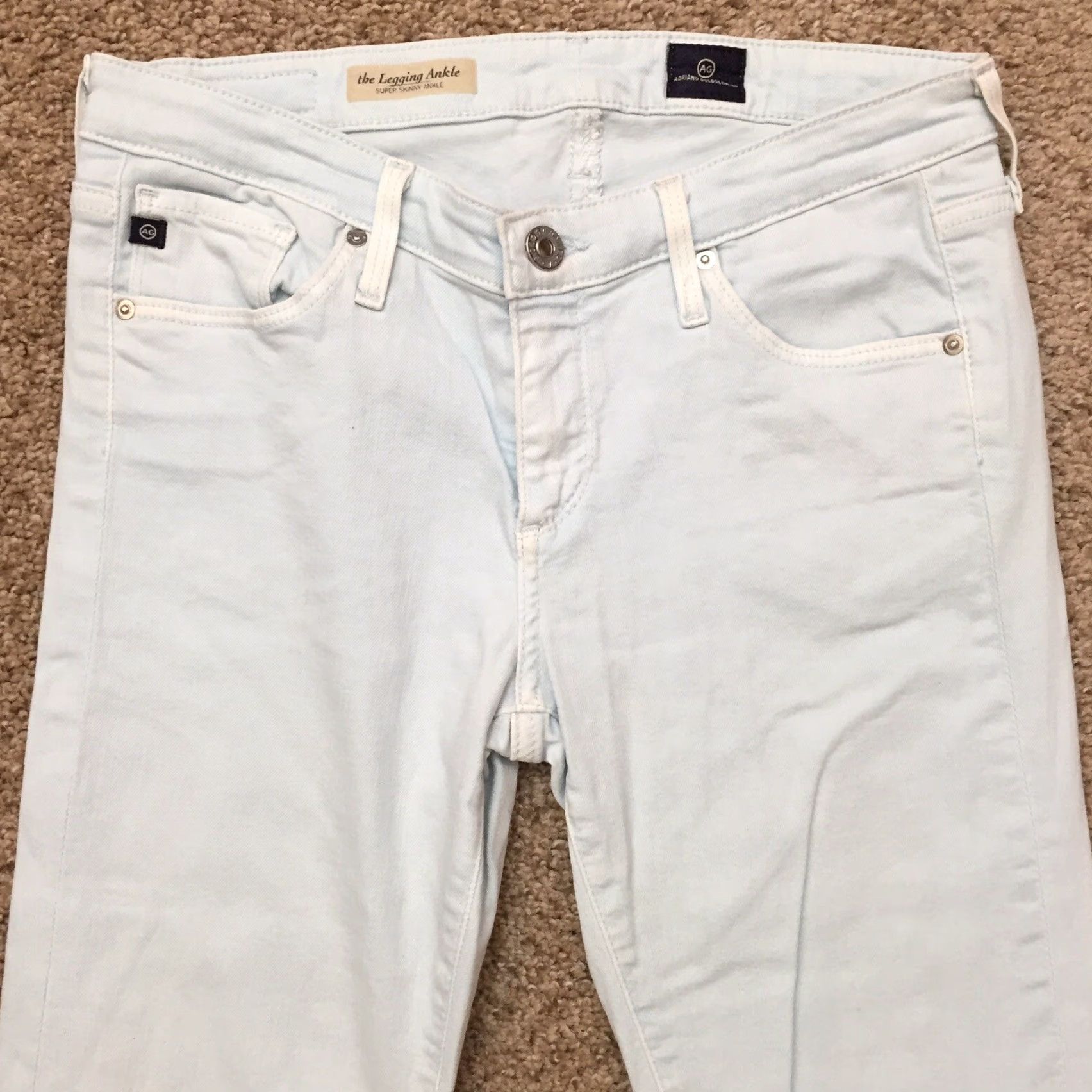 Denime AG Adriano Goldschmied Jeans Skinny Low Rise 27 Light Wash Denim Women/Regular Size 27 Inseam 28" Slim Legging Ana 5" leg opening Size 27" / US 4 / IT 40 - 2 Thumbnail