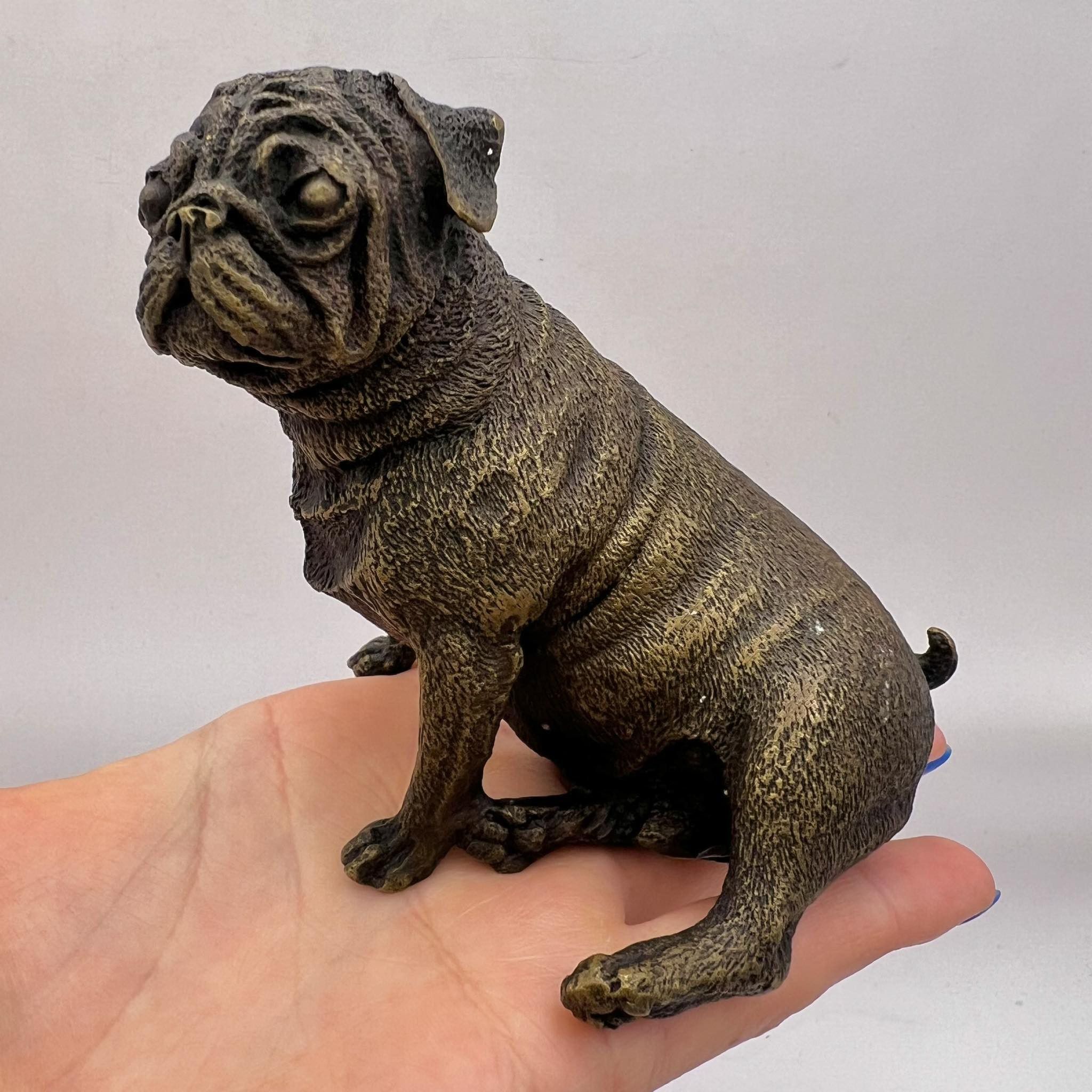 Vintage Antique Collectible Bronze Brass Figure Statue Dog Bulldog Size ONE SIZE - 1 Thumbnail
