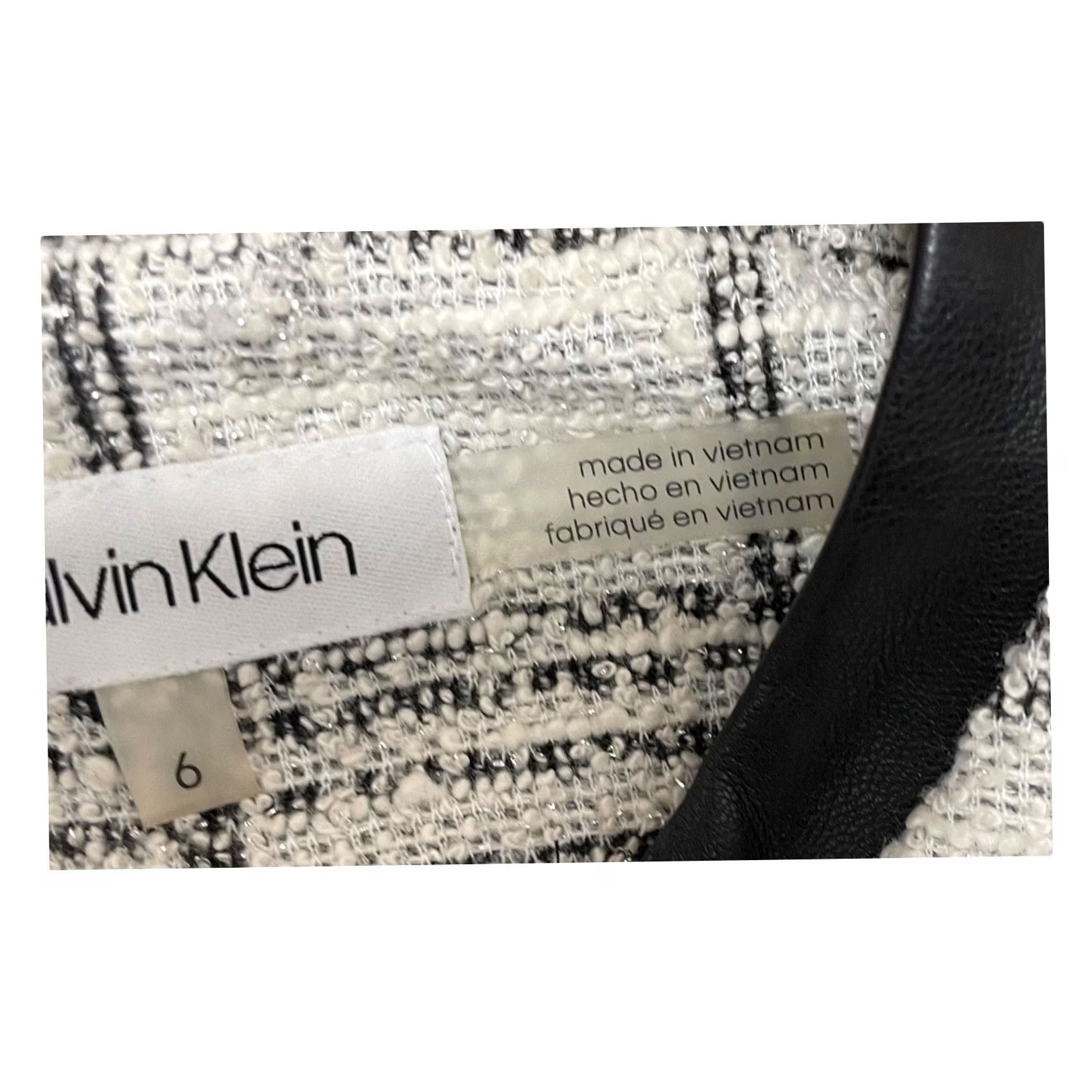 Calvin Klein Calvin Klein Blazer Women’s White & Black Plaid Shimmer Sz 6 Full Zip No Collar Jacket Size M / US 6-8 / IT 42-44 - 6 Thumbnail