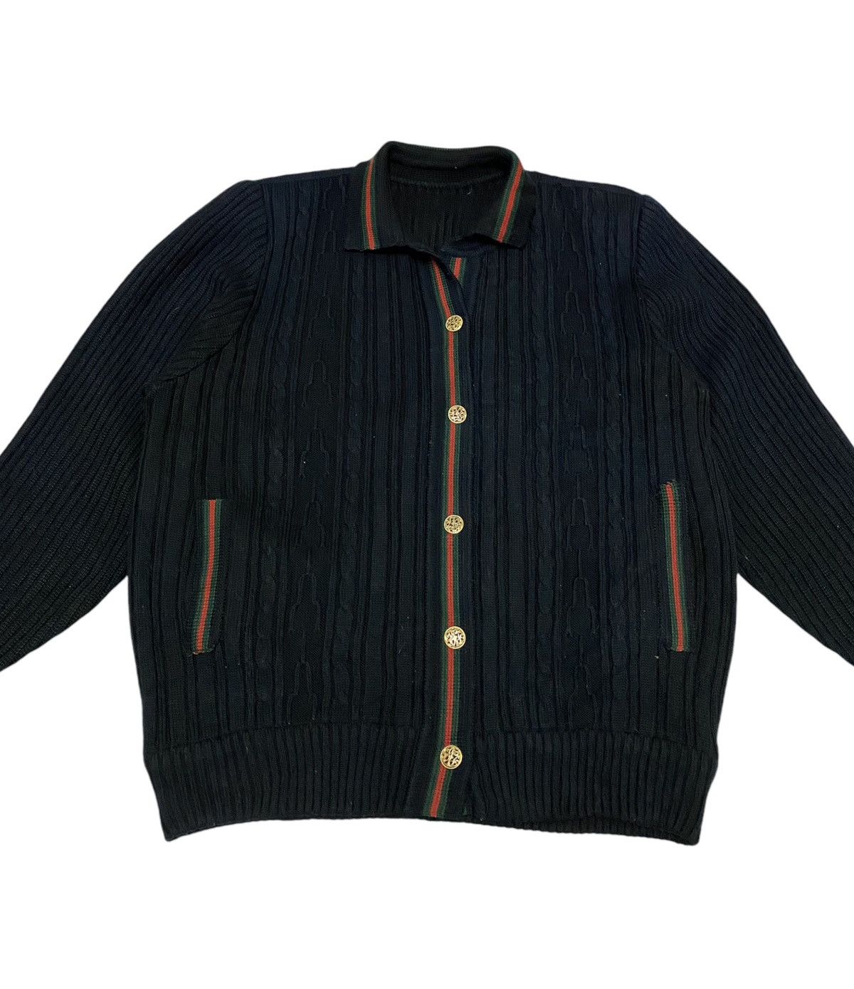 Japanese Brand Unbrand “Gucci” Colourway Button Up Cable Knit (C4) Size US M / EU 48-50 / 2 - 1 Thumbnail