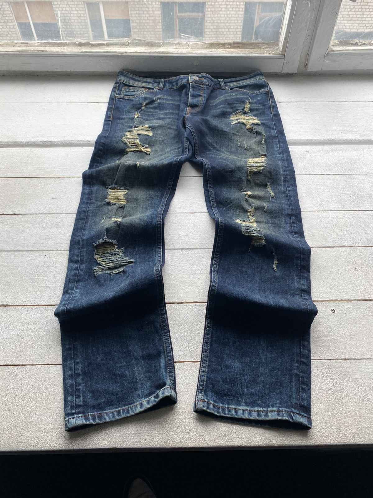 Japanese Brand × Other × Vintage 🔥OPIUM GOTHIC DISTRESSED PUNK EMO JEANS 38 MENS RARE Y2k Size US 38 / EU 54 - 4 Thumbnail