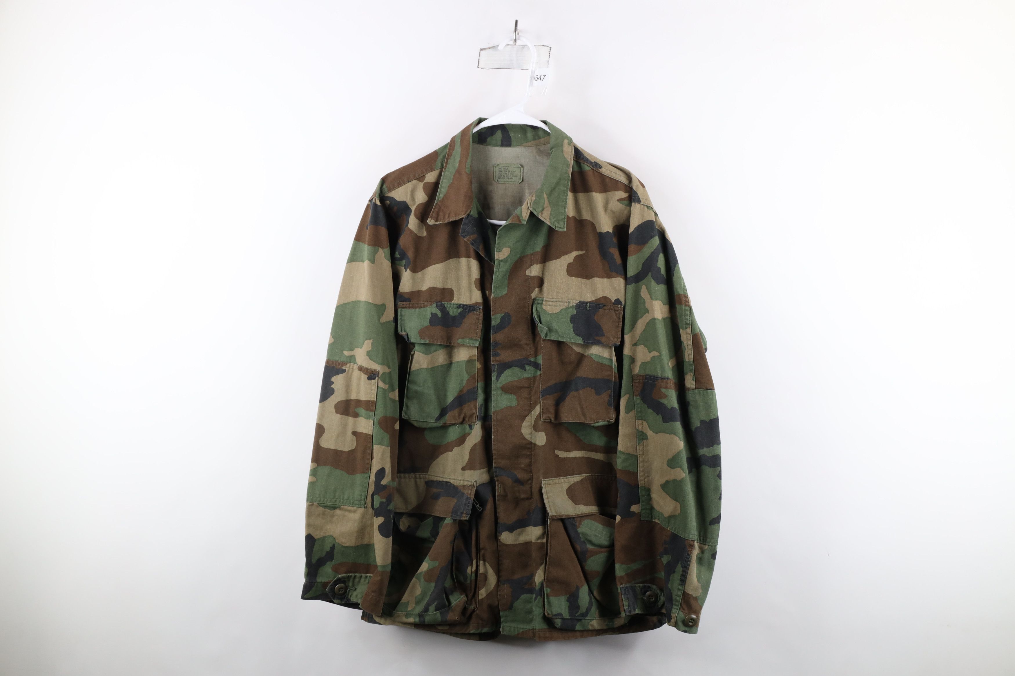 Vintage Vintage 80s Woodland Camouflage Combat Coat Jacket USA Size US S / EU 44-46 / 1 - 1 Thumbnail