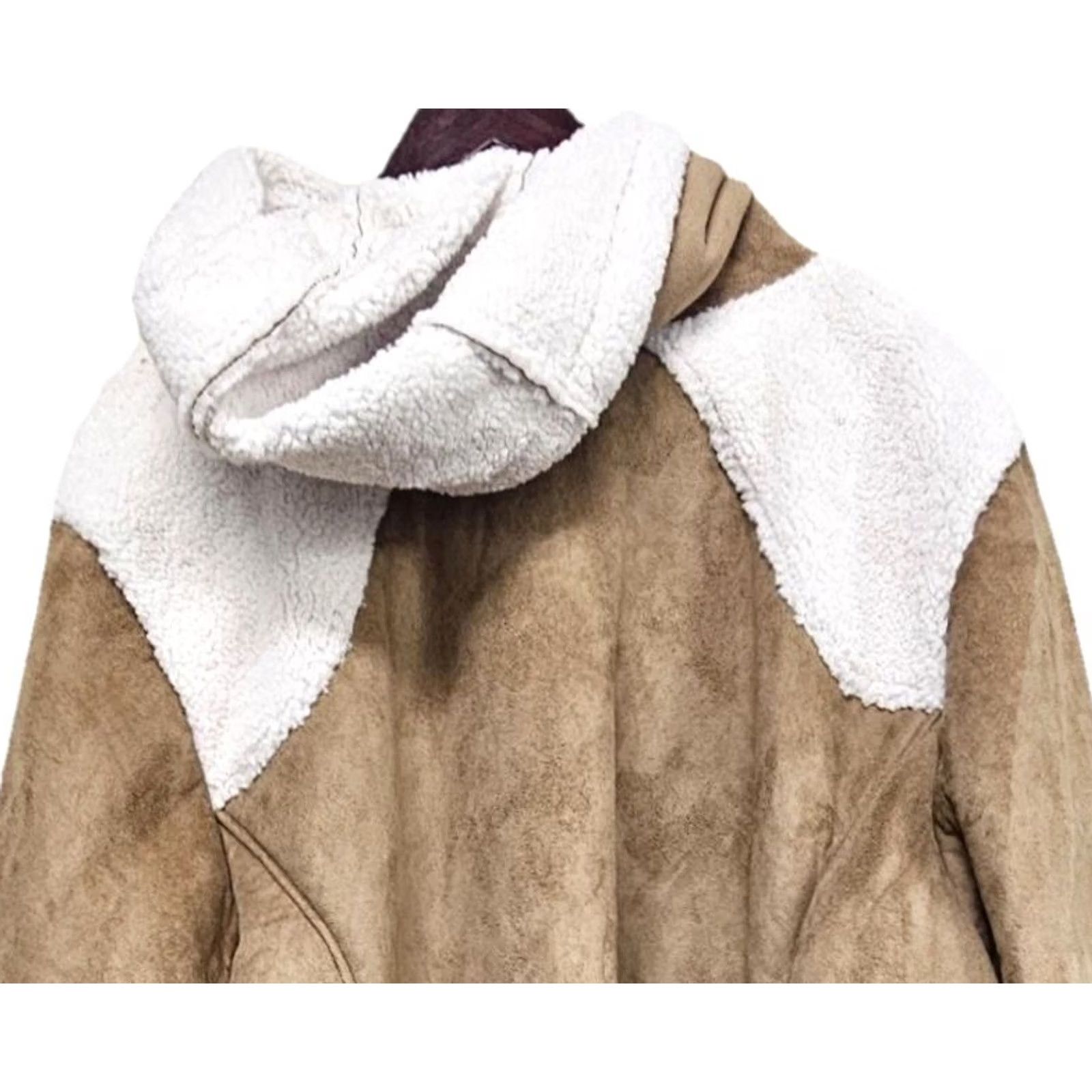 Vintage Koolaburra by UGG Women’s 3X Faux Suede Sherpa Lined Hooded Coat Jacket Zip Brown Tan Jacket Womens 3XL Outdoor Classic Hooded Zip Size XXL / US 16-18 / IT 52-54 - 5 Thumbnail