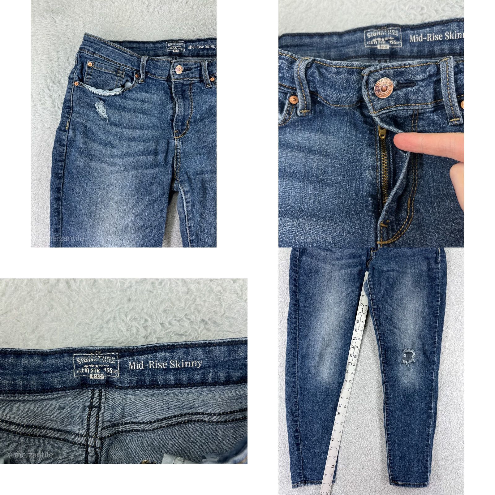 Levi's Levi's Women's Tapered Leg Denim Jeans 30 Blue Stretch Distressed Mid Rise Cotton Size 30" / US 8 / IT 44 - 8 Thumbnail