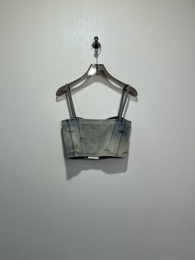 Saint Laruent Blue washed denim camisole vest 2502-Nextarro