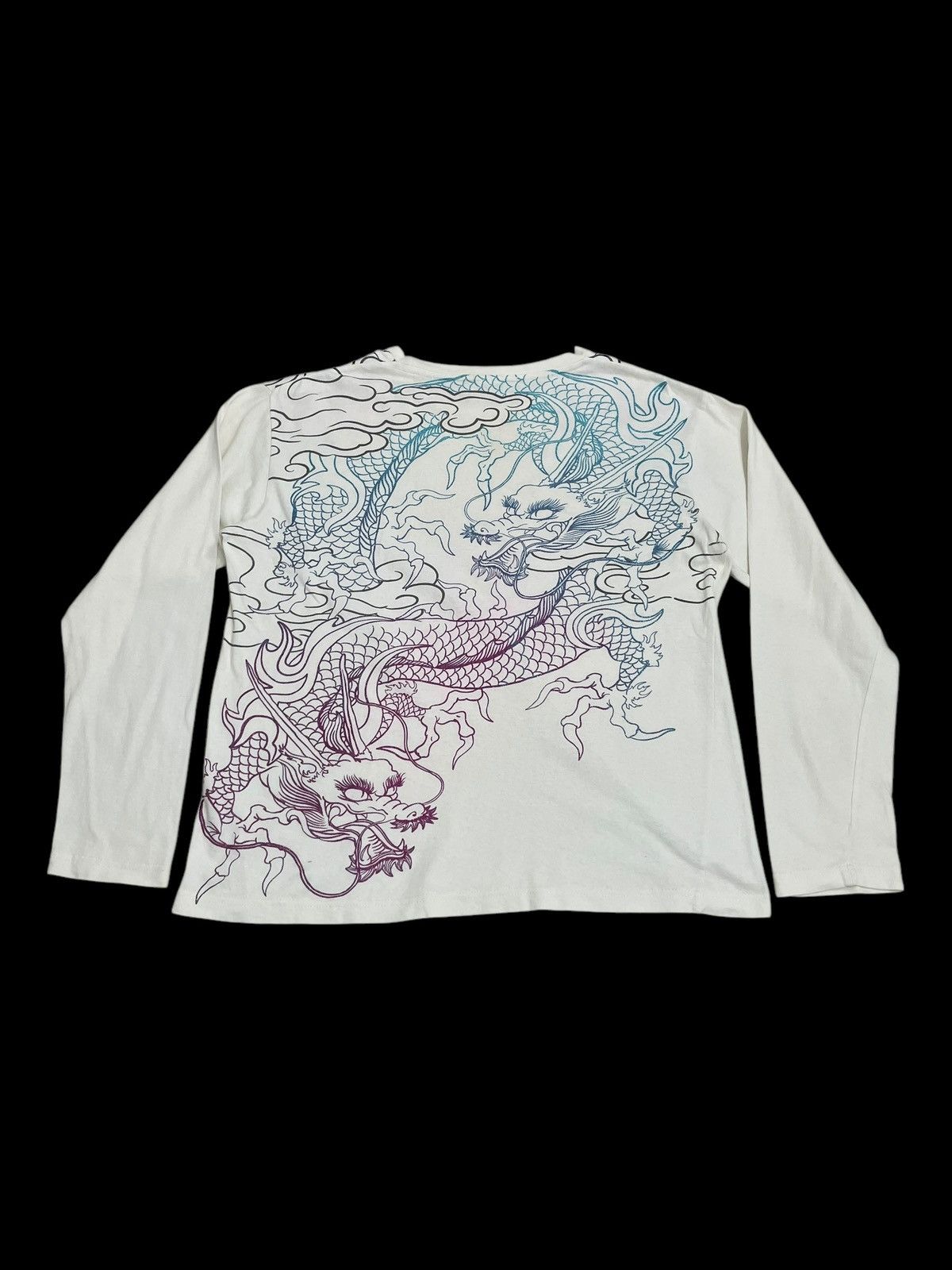 Japanese Brand Cream Space Opera Yakuza Dragon Motive Color Print Defect Size US XL / EU 56 / 4 - 1 Thumbnail