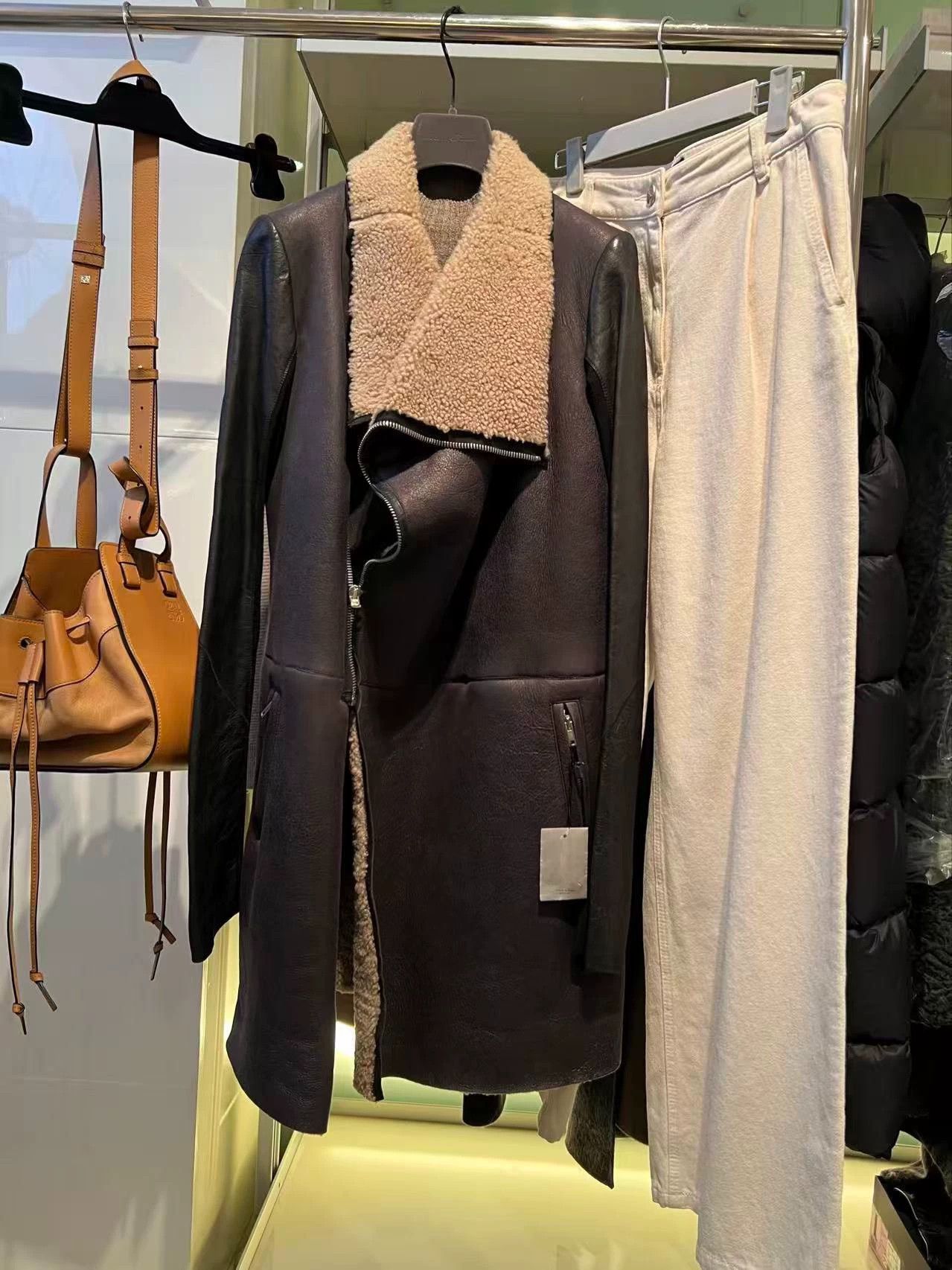 Rick Owens Brown Leather and Shearling Keith Jacket | Grailed