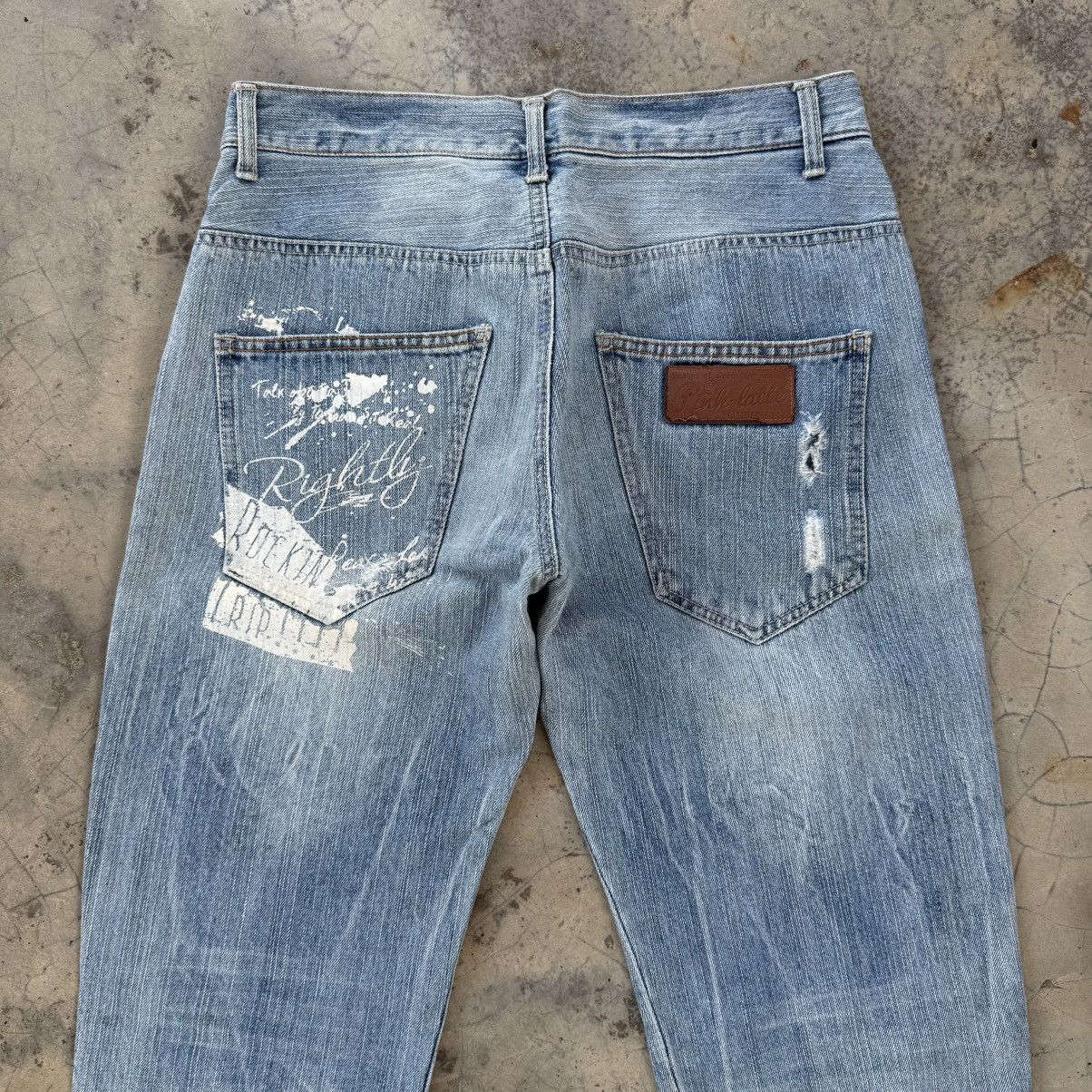 VINTAGE PINK LATTE DISTRESSED JEAN DENIM PANTS