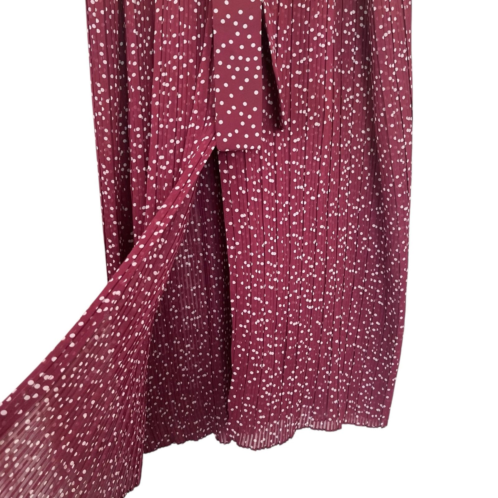 Zara Zara Burgundy Red Polka Dot Print Pleated Maxi Skirt Size 32" / US 10 / IT 46 - 5 Thumbnail