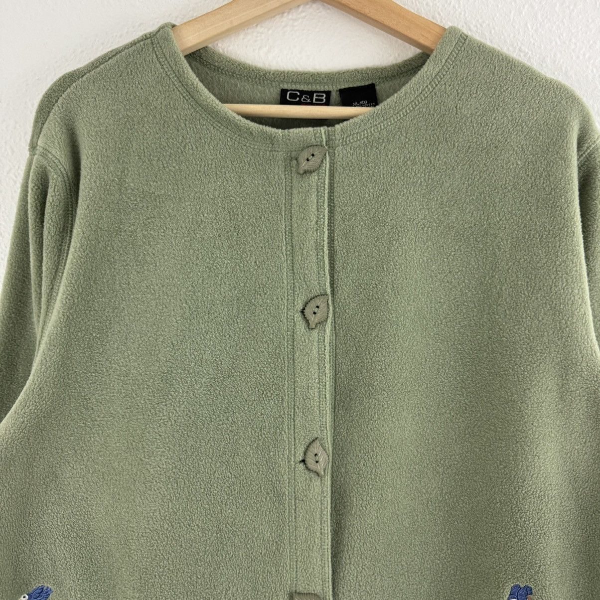 Croft & Barrow CROFT & BARROW Vintage Green Grandma Fall Fleece Cardigan Size XL / US 12-14 / IT 48-50 - 3 Thumbnail