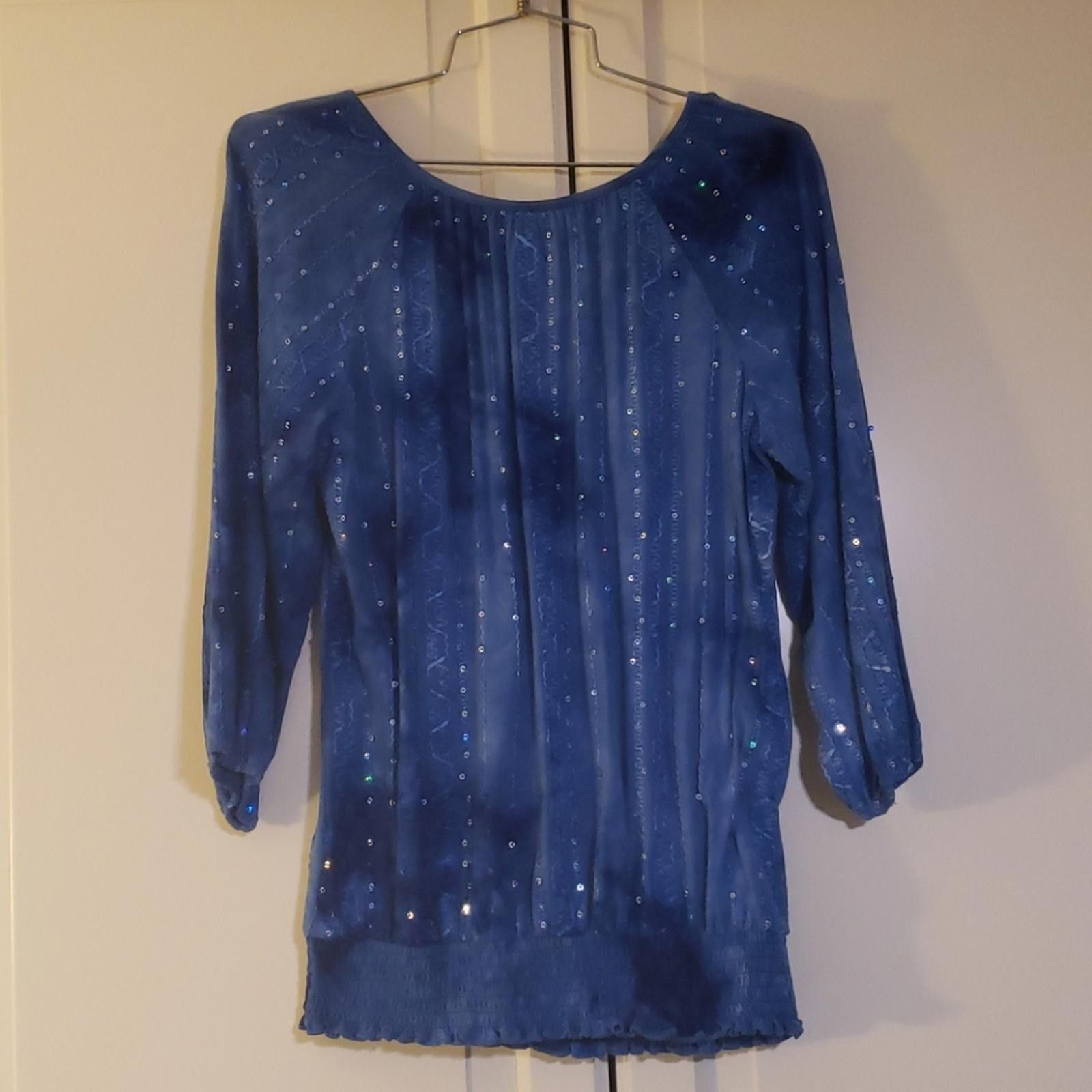 Other Dressbarn blue tie dye pheasant sequin top Sz M Size M / US 6-8 / IT 42-44 - 4 Thumbnail