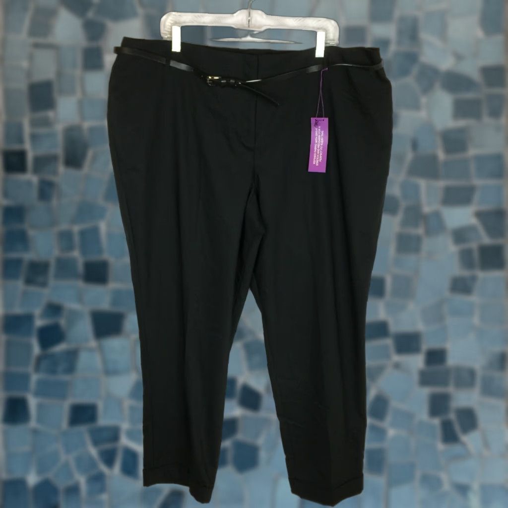 NWT Lane Bryant Pants Size 22 Womans Plus Double Weave Stretch Black - Dress Pants High Rise Inseam 28 Cuffed Hem Cotton Blend Plus Size Womens