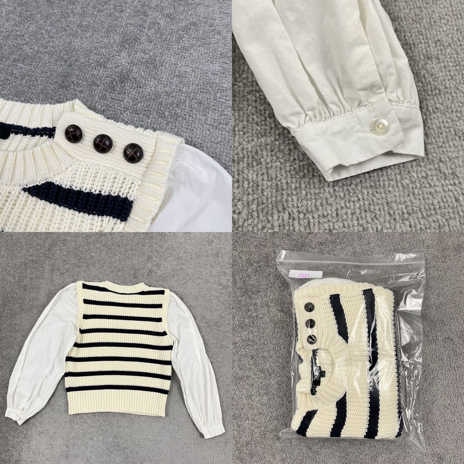 Rails VINTAGE Rails Bambi Sweater Top Womens Large Knit Ivory Navy Stripe Old Money Quiet Crew Size L / US 10 / IT 46 - 8 Thumbnail