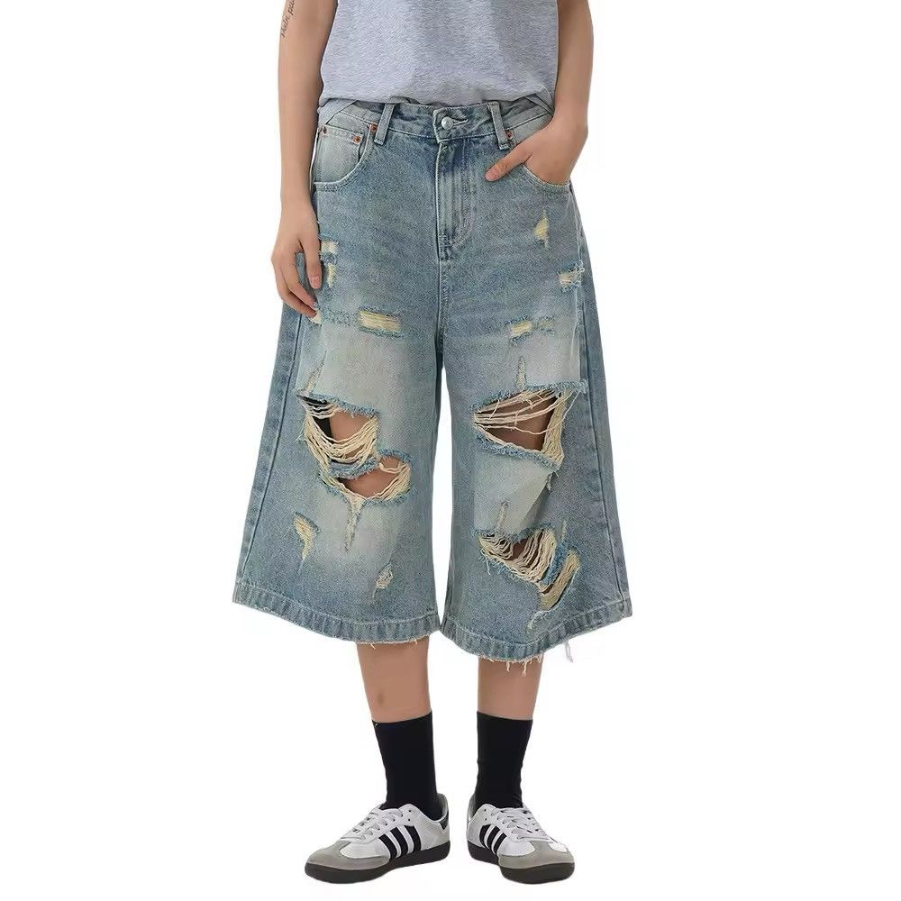 Vintage Distressed Hope Vintage Retro Style Light Blue Loose Shorts Size US 30 / EU 46 - 1 Thumbnail
